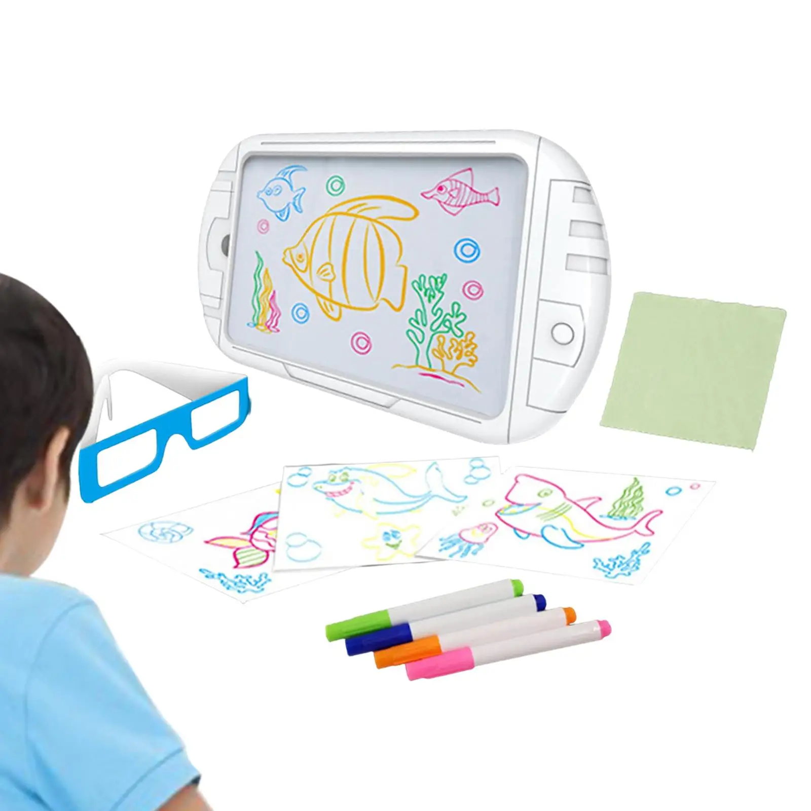 3D Writing Tablet Erasable Activity Games Learning Toys Birthday Gifts Reusable Scribbler Pads Doodle Board for Girls Boys Kids