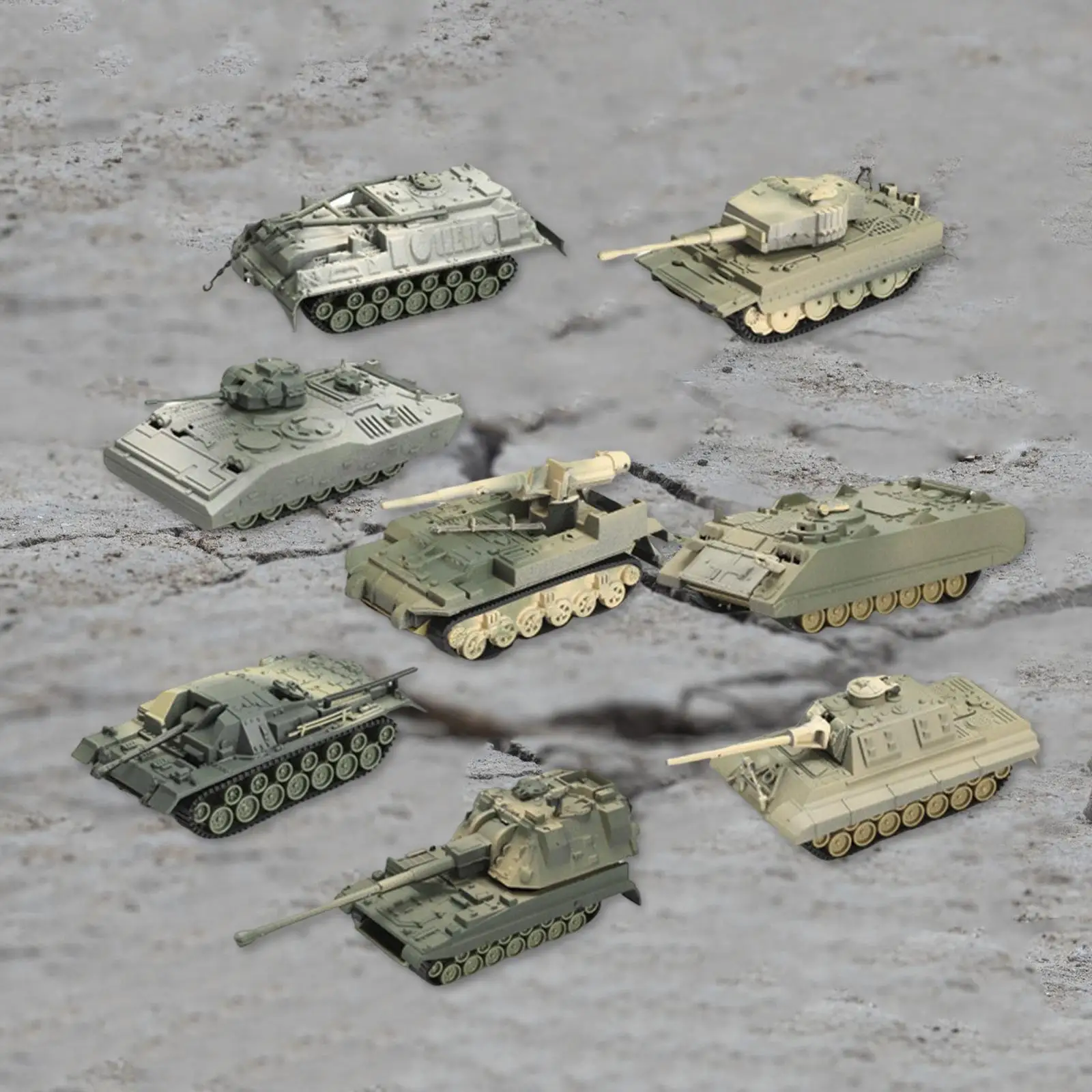 8Pcs 1/72 Tank Model Durable Ornaments Military Display for Children
