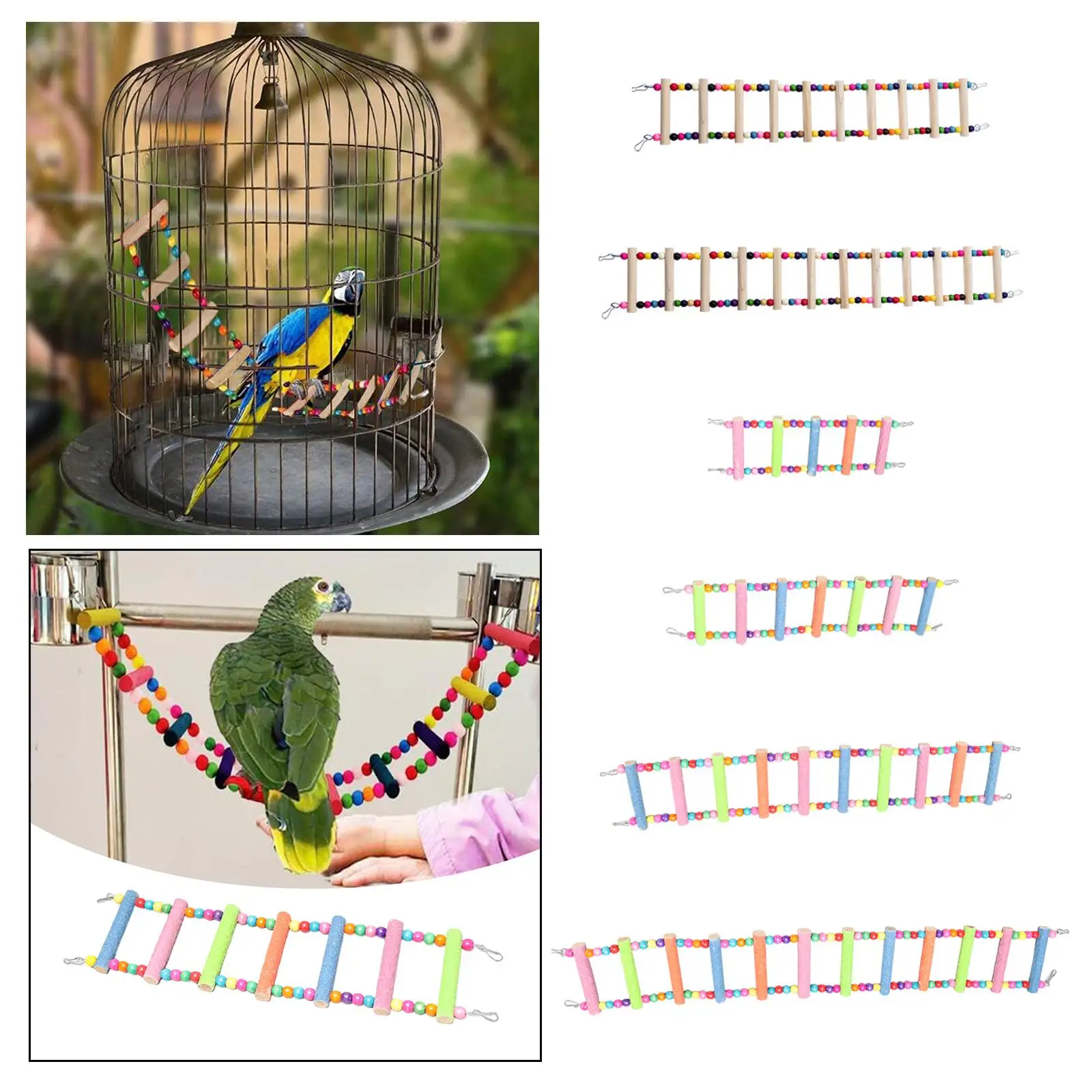 Wooden Ladder Bird Cage Playstand Bird Stand Toy Bird Perch Stand for Canaries Lovebirds Cockatiels Parakeets Small Medium Birds