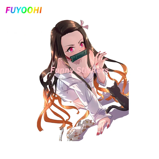 FUYOOHI Play Stickers Fashion Nezuko Demon Slayer Warning Car