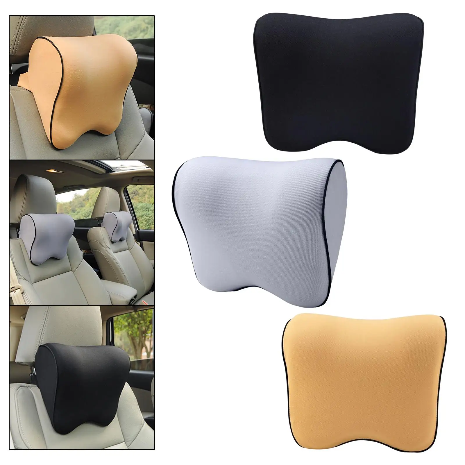 seat Headrest Neck Rest Cushion Memory Foam Breathable Removable Cover Headrest Cushion for Car Travelling Gaming Resting