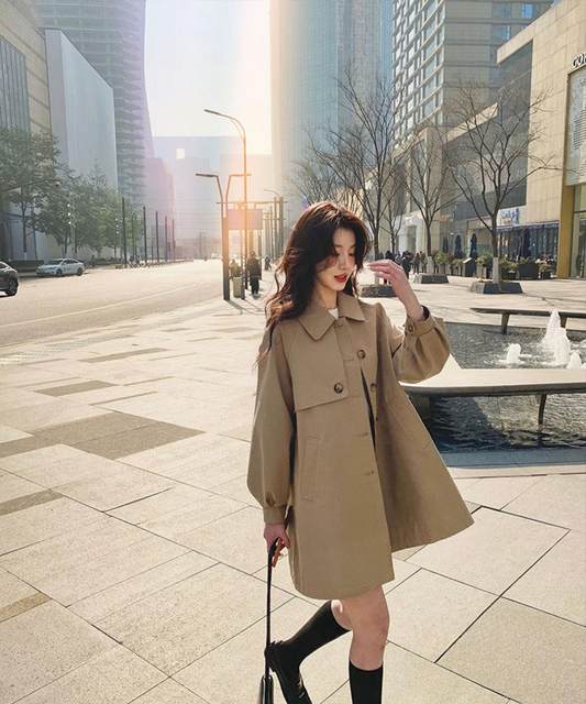 Girls green Overcoat Vintage Long Trench Coat women new Jacket Coats girl Business Casual Long Solid Windbreak Coat good winter Outwear.