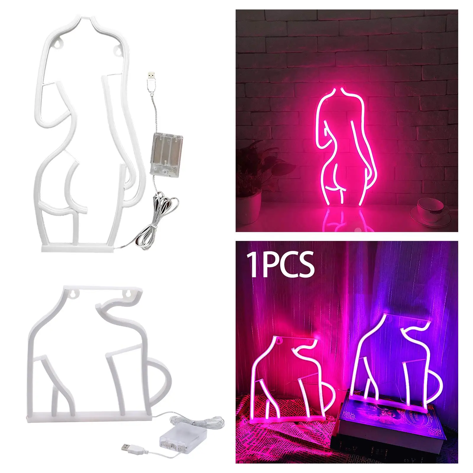Lady Neon Signs USB Connected Lamp Decorative LED Night Lights Wall Art for Room Dance Studio Party Restaurant Garage