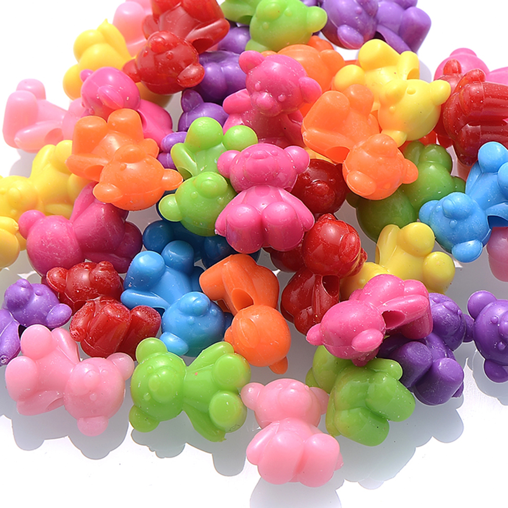 30 teile/los Mix Farbe Nette Bär Form Acryl Perlen 18x15,5mm Lose Spacer Perlen Für Schmuck Machen zubehör DIY Ornament – Detail 3