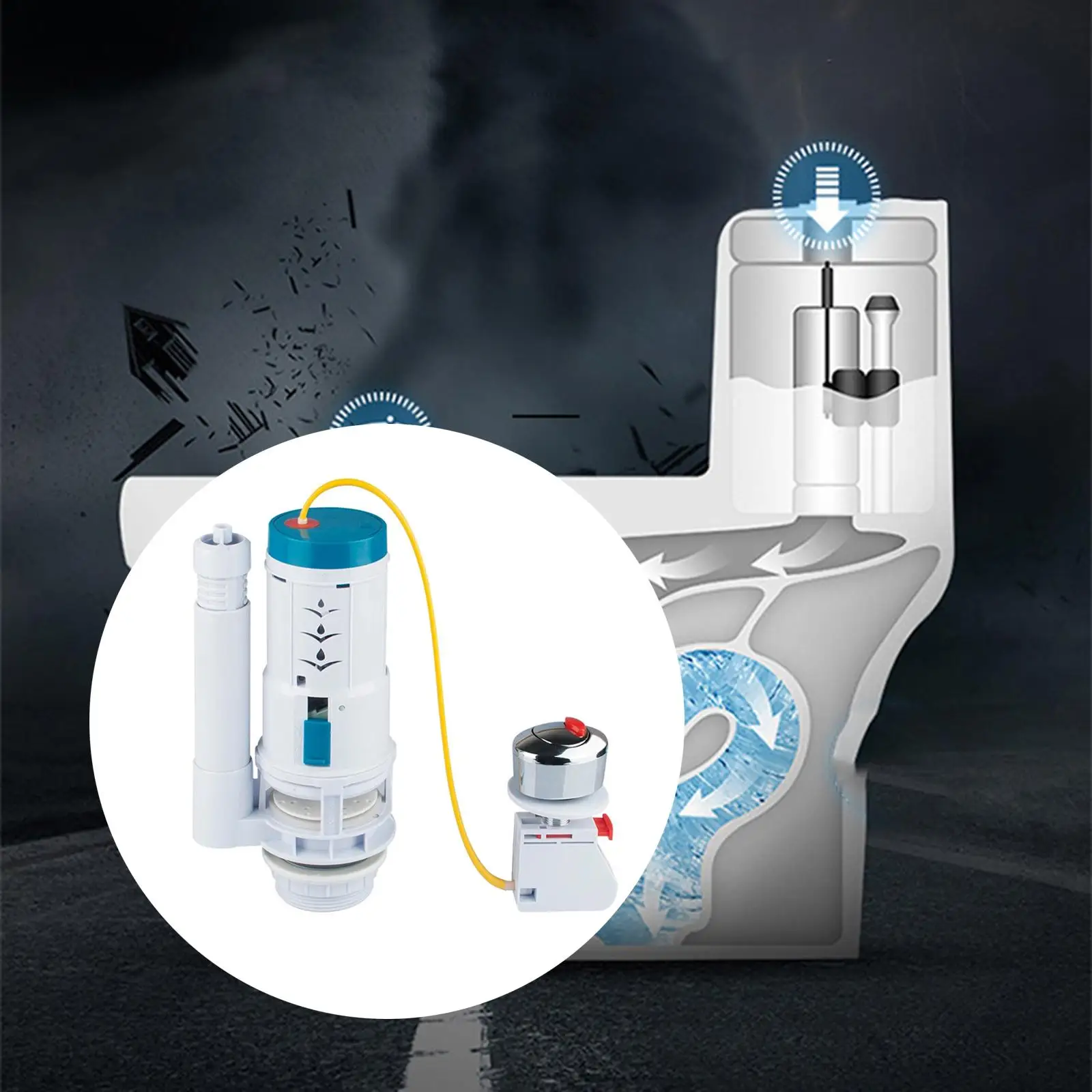 Toilet Filling Valves, Inlet Drain Button Parts Toilet Cistern Water Saving