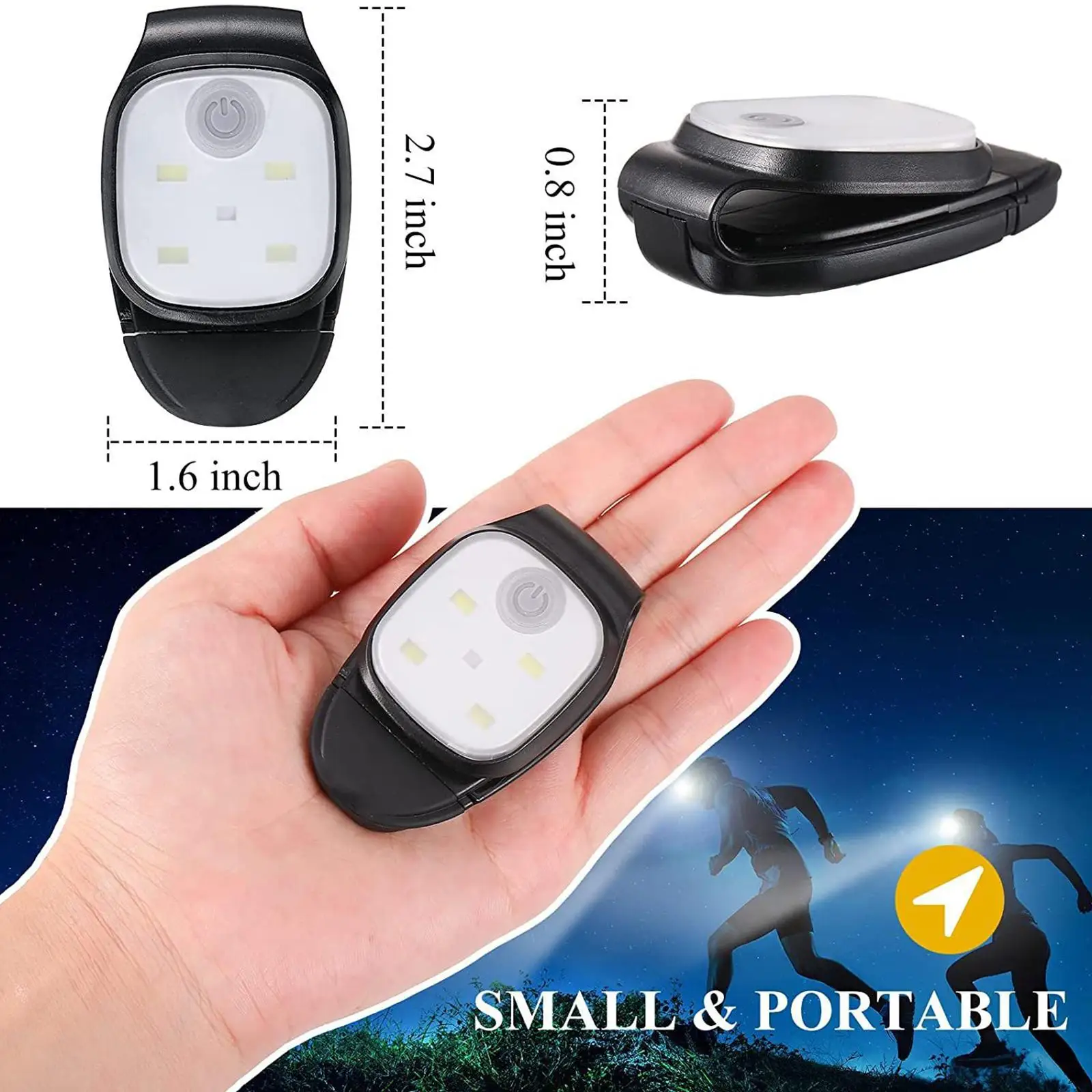 2Pcs LED Flashing Light Reflective Light Accessories Signal Lights Clip Safety Light for Walking Runners Walkers Cycling Child