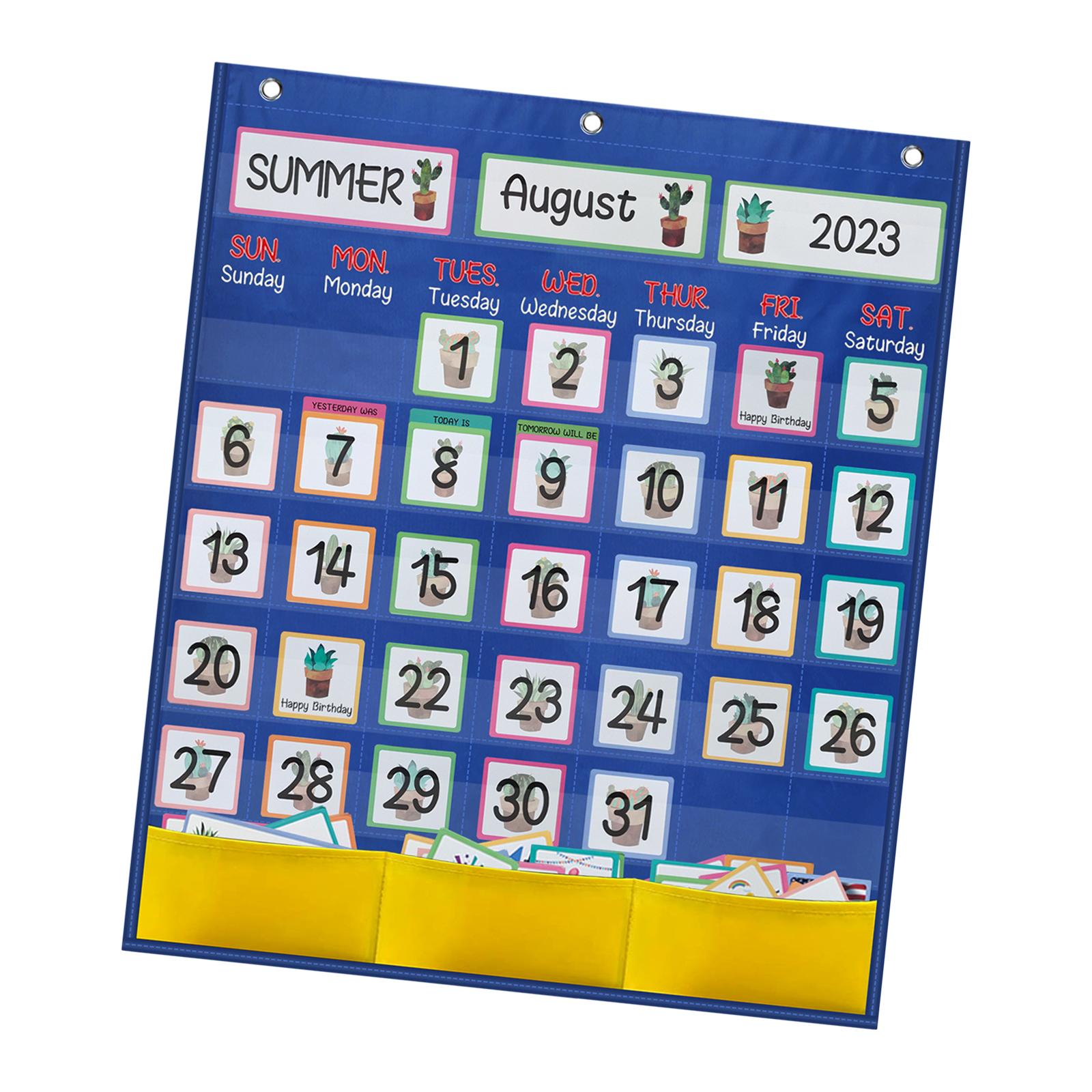 Monthly Calendar Pocket Chart Today Tag Card Early Learning Teacher Supplies