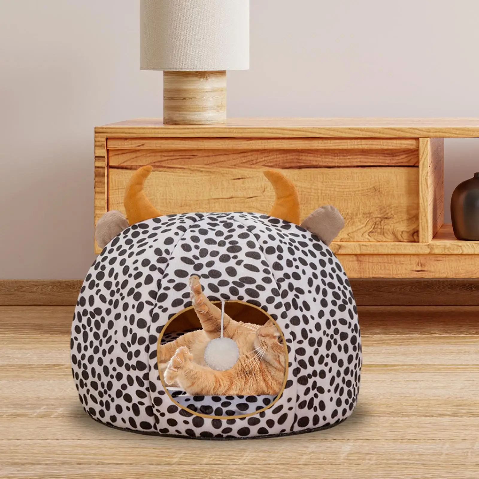 Pet Cat Bed Small Dog House Warm Cute Kitten Cave with Ball Toy Pet Supplies