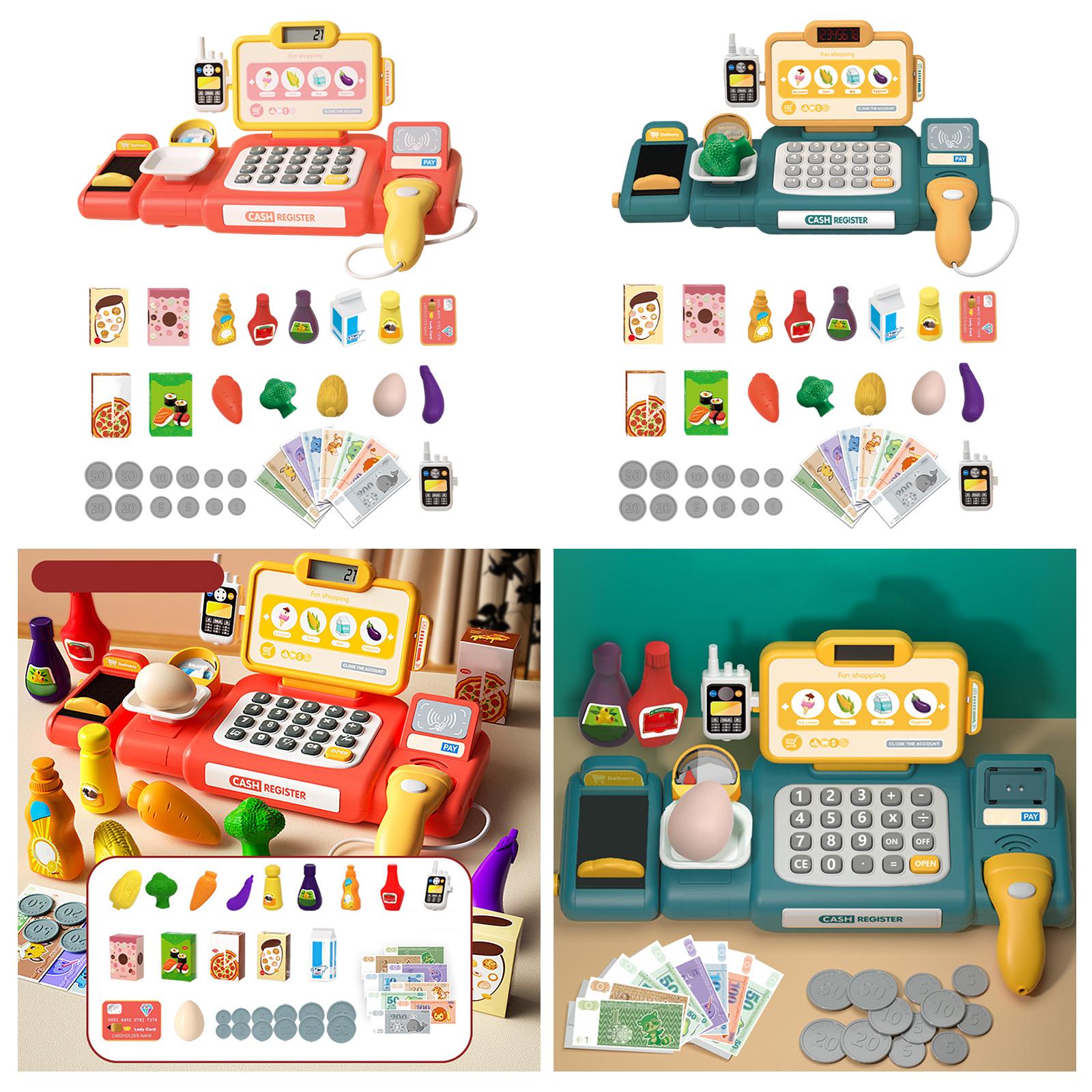 Children`Supermarket Store Toys Cash Register Store Pretend Play Supermarket Cash Register Playset for Baby Gifts