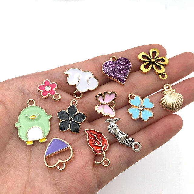 50pcs/Lot Random Mix Enamel Charms For Jewelry Making Supplies Handmade  Women Men Accessories Drop Oil Pendant Charm Components