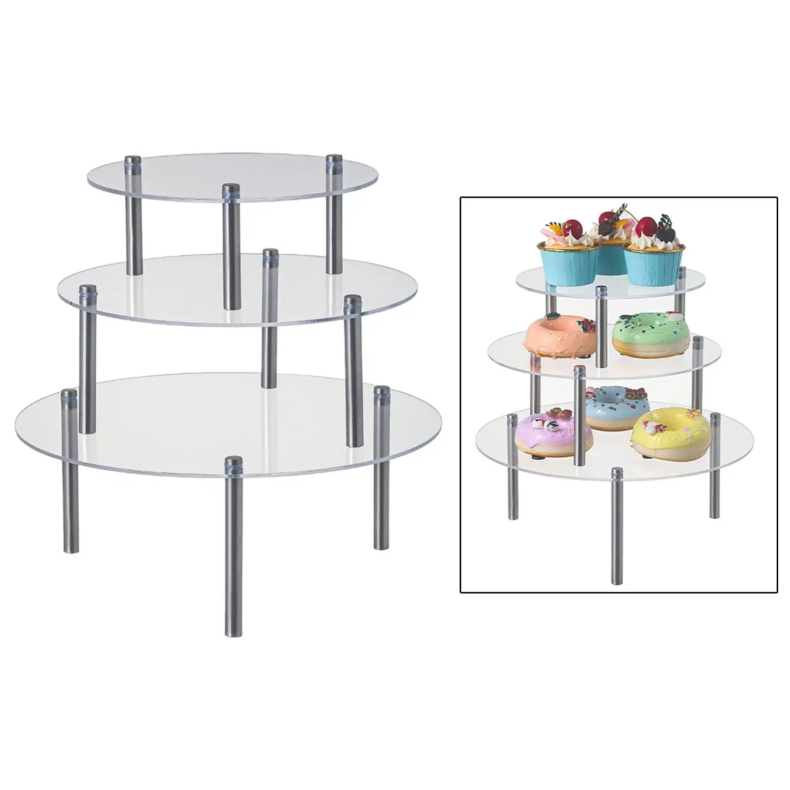 3 Tier Acrylic Cake Stand Dessert Rack Transparent Cupcake Holder Stand for Cosmetic Anniversary Perfume Table Figurines