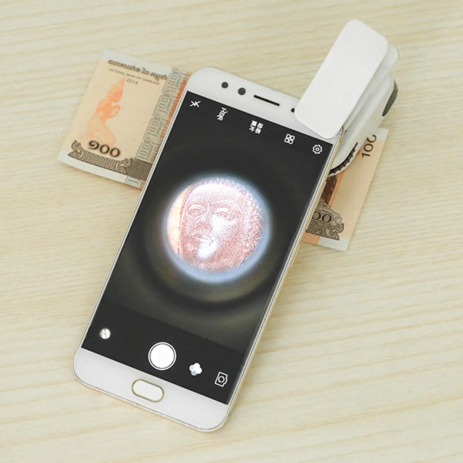 Phone Clip Microscope with LED Light 50x LED Magnifying Loupe Magnifying Glass with Light for Jewelry Currency Stamps Detecting