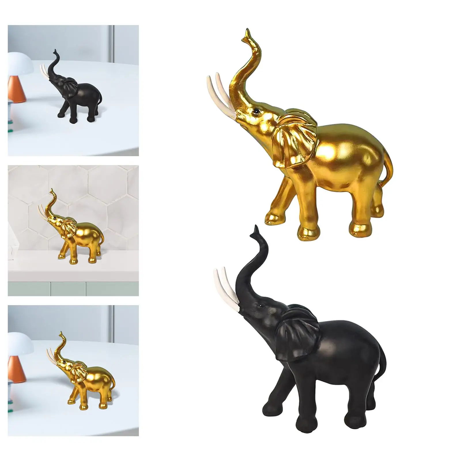 Elephant Statue Collection Table Figurine for Living Room Bookshelf Entrance
