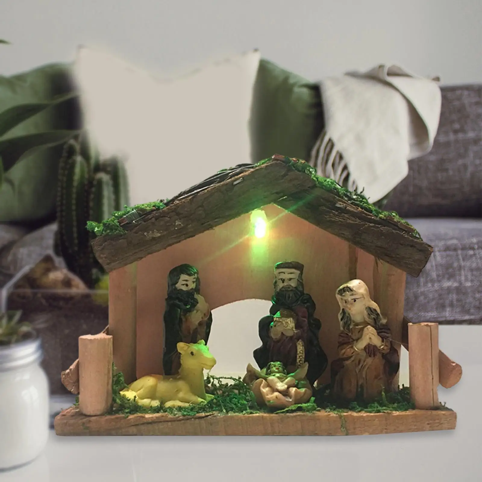 Resin Sacred Holy Family Statue Nativity Figurine for Shelf Table Decorative