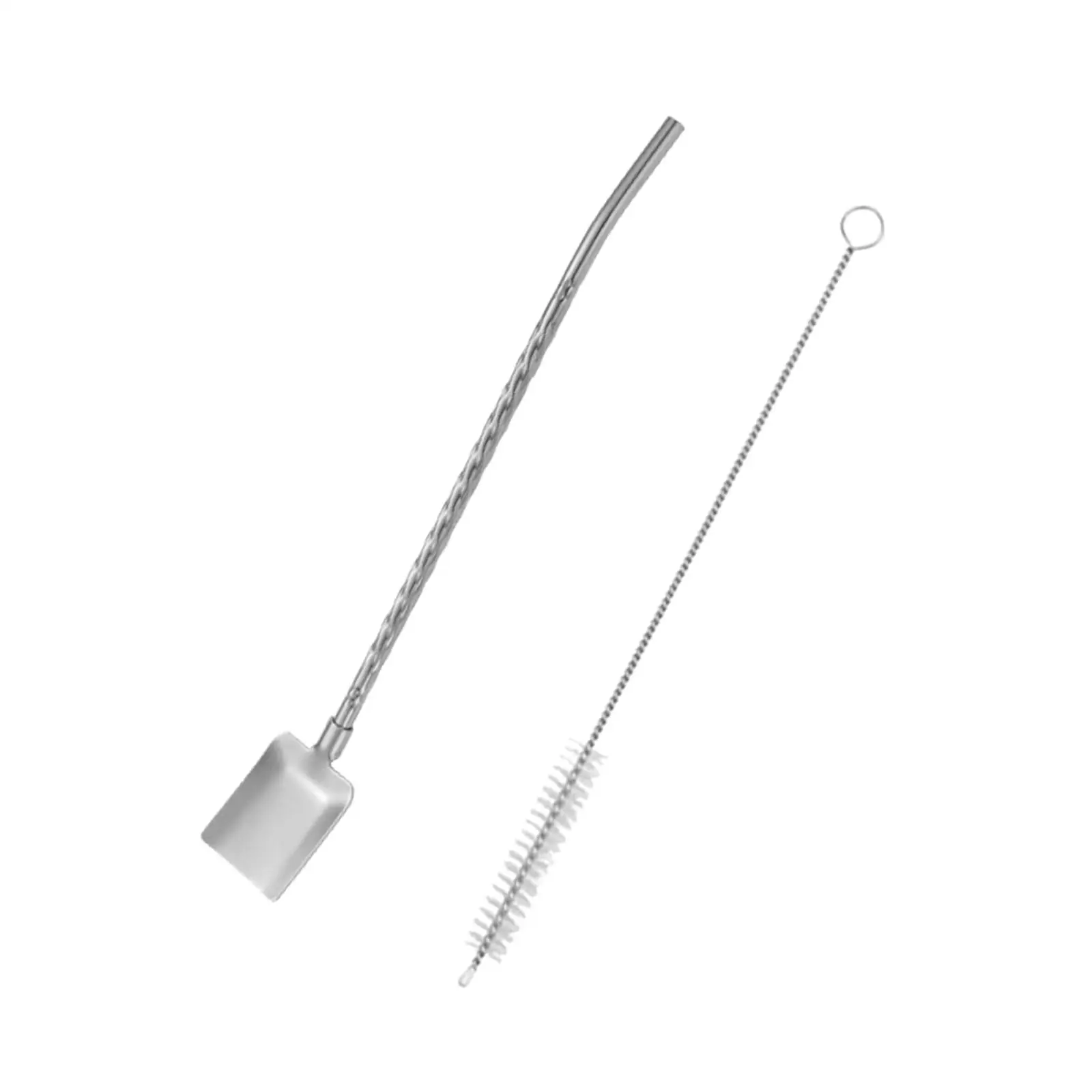 Reusable Straw with Long Cleaning Brush Long Handle Spoon Drinking Straw for Tea