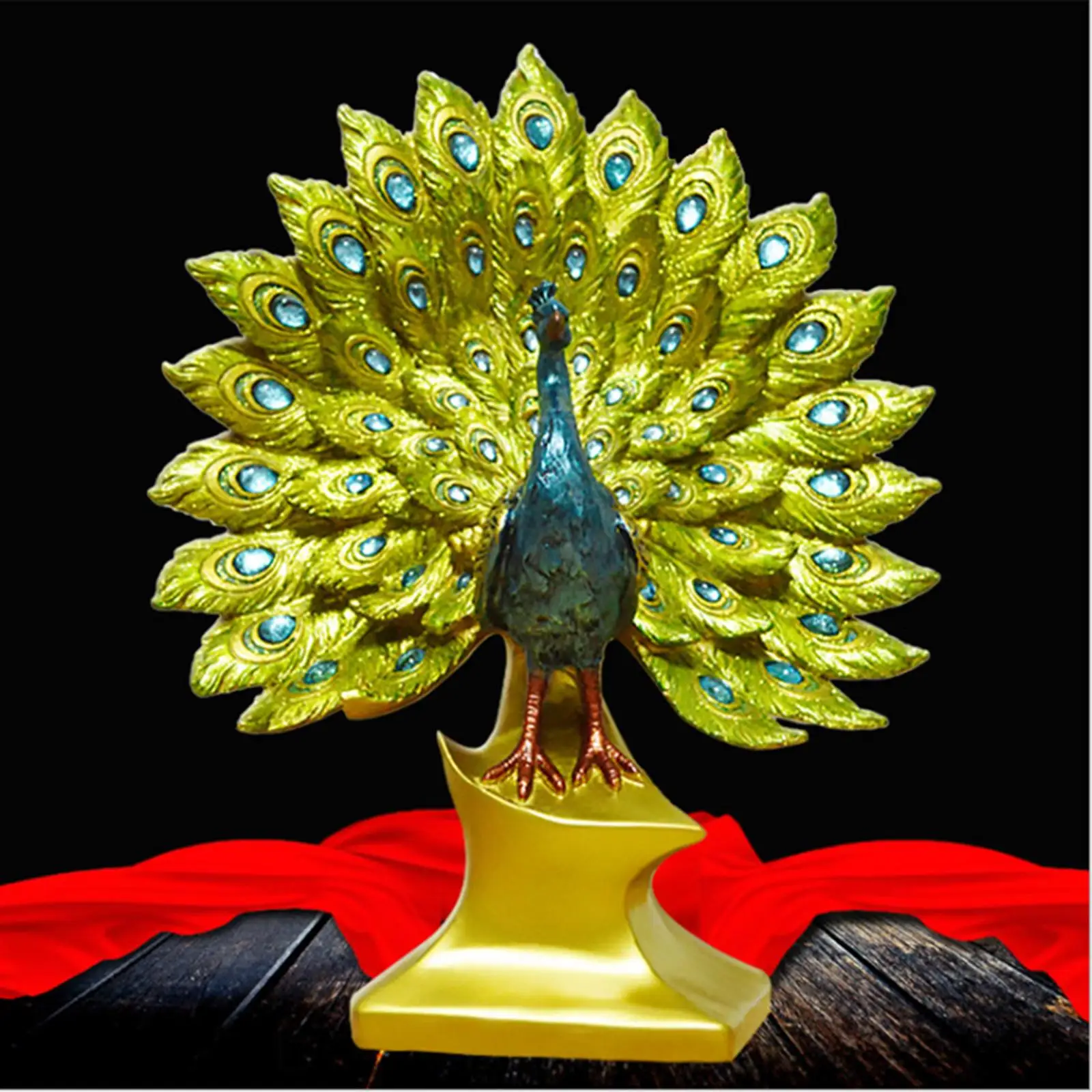 Resin Art Peacock Figurine Sculpture Ornament Miniature Photo Props Decor