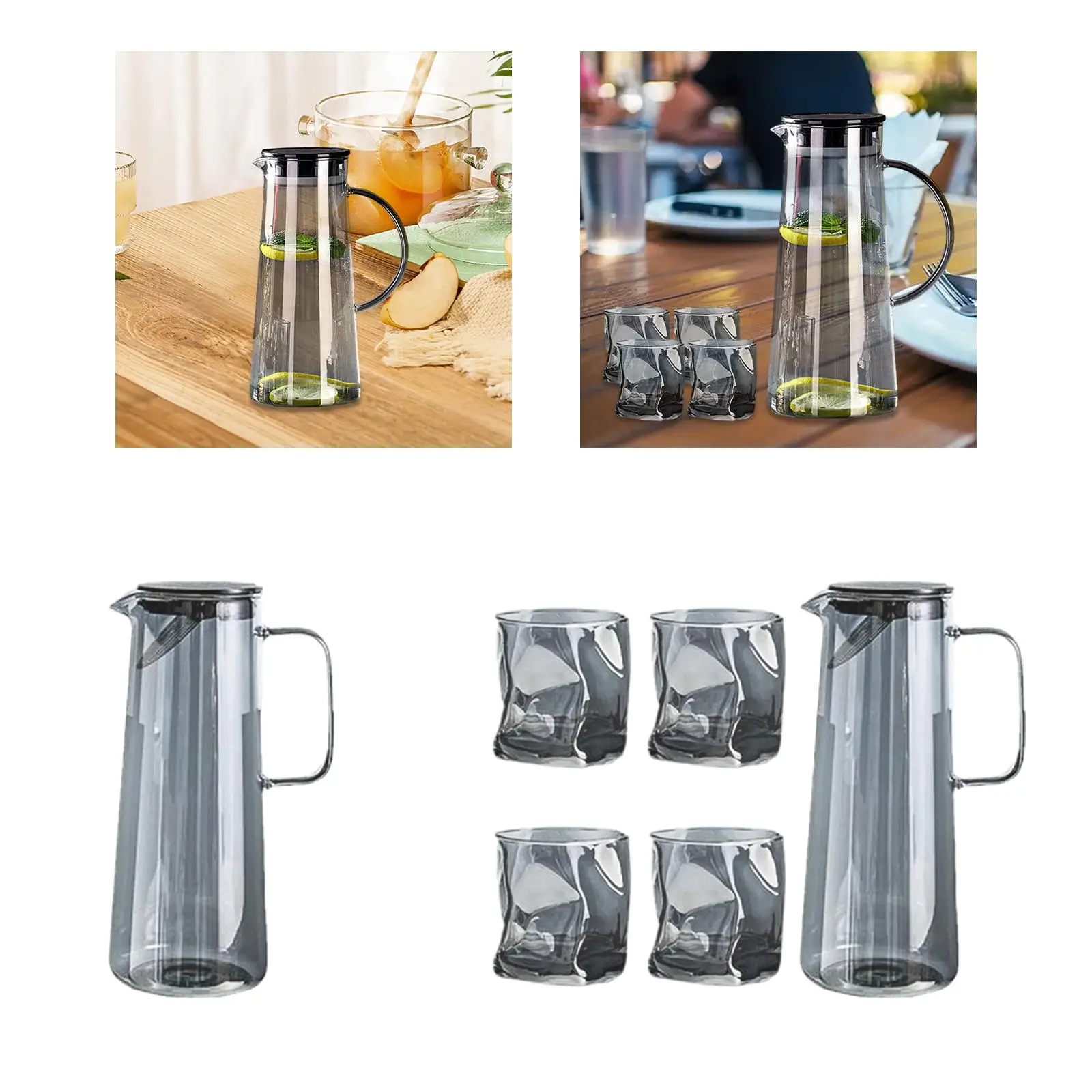 Glass Jug 1450ml Nordic Juice Carafe Juice Jug Glass Pitcher Iced Tea Pitcher for Juice Lemonade Household Office Loose Leaf