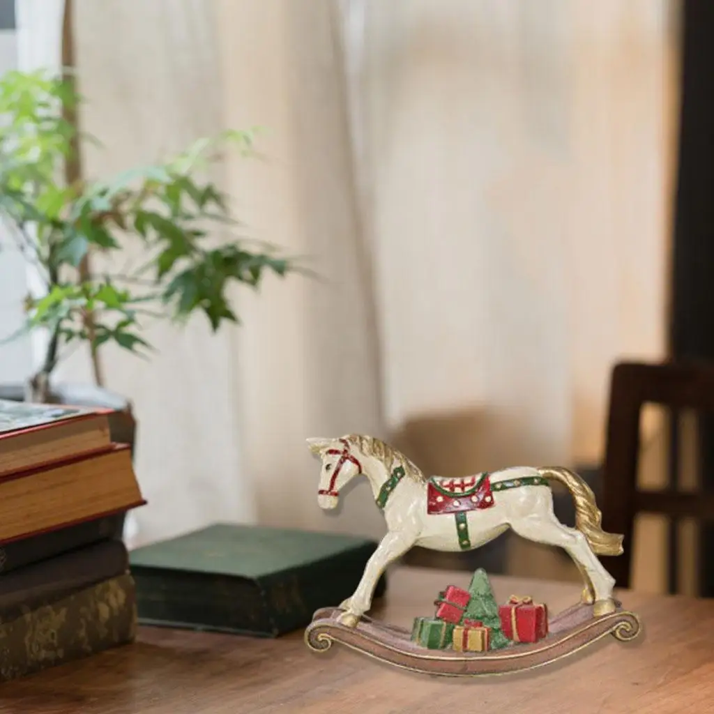 Rocking Horse Doll Figurine Statue  Ornament for Office Shelf Decor