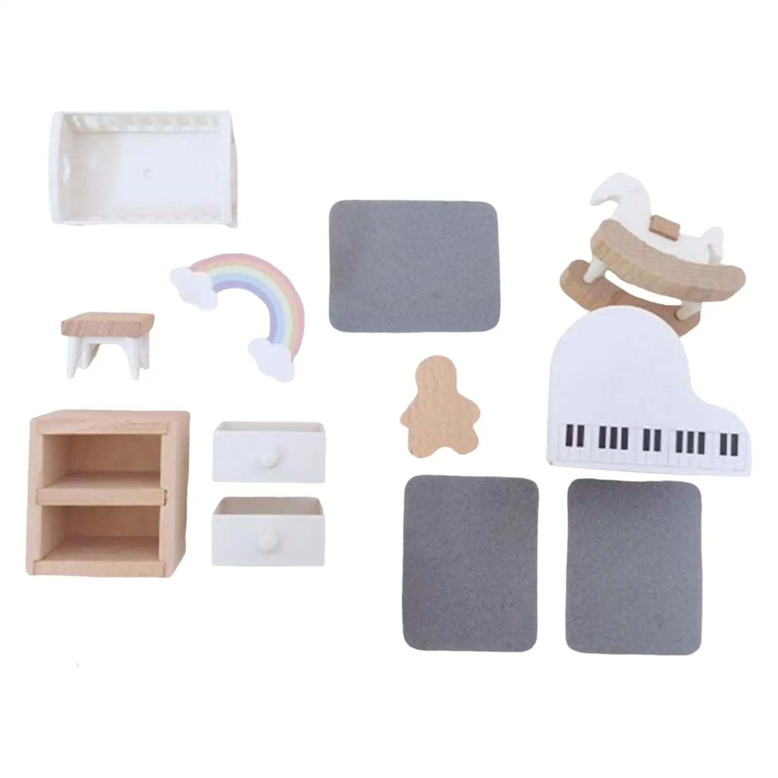 Doll House Furniture Kit Scene Layout Retro Style DIY Photo Props Fashion 1:12 for Kids Decoration Ornament Tabletop