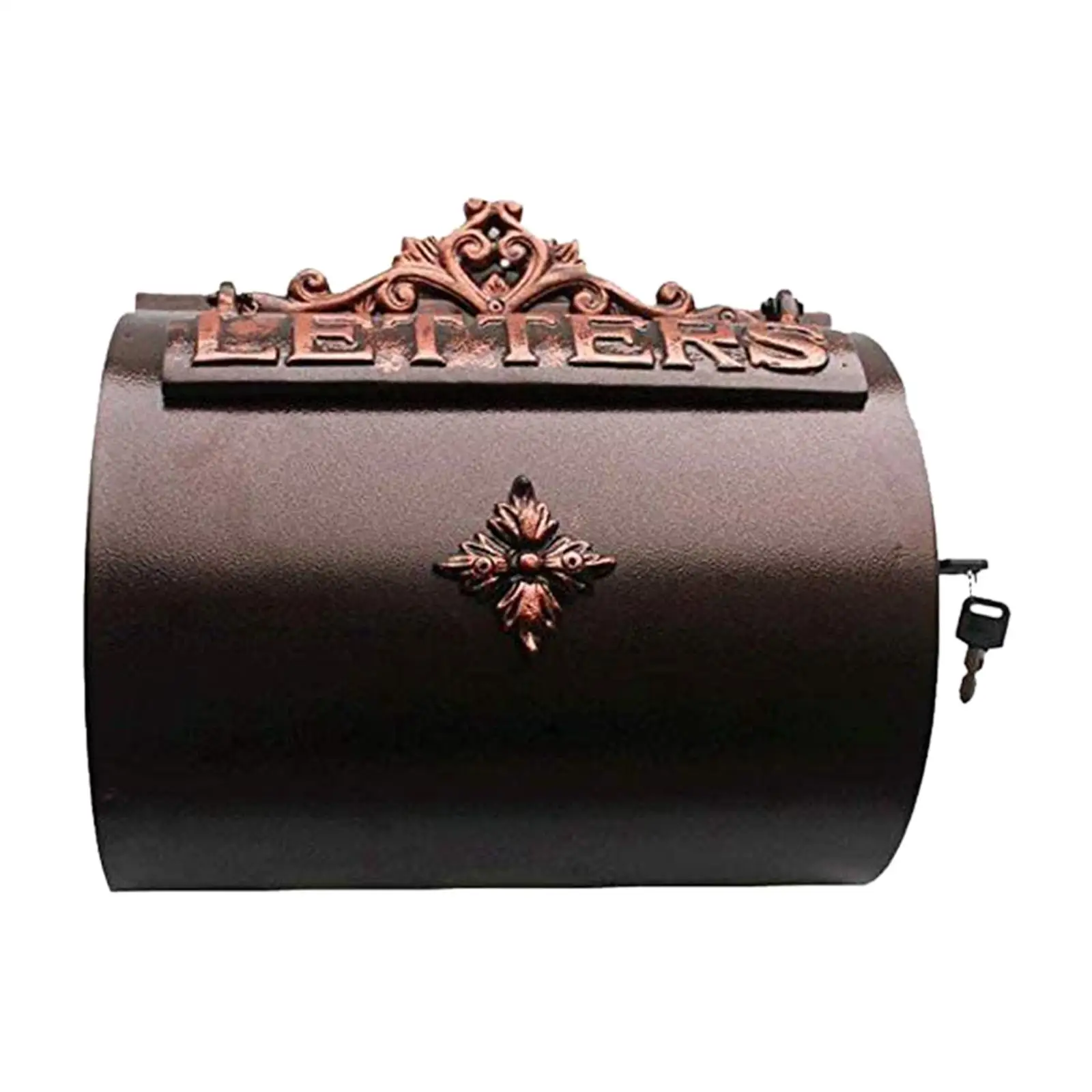 Pastoral Retro Letter Box Decorative Lock Mailbox Home Postbox Metal Wall Mounted Mailbox Vintage Cast Iron Locking Mailbox
