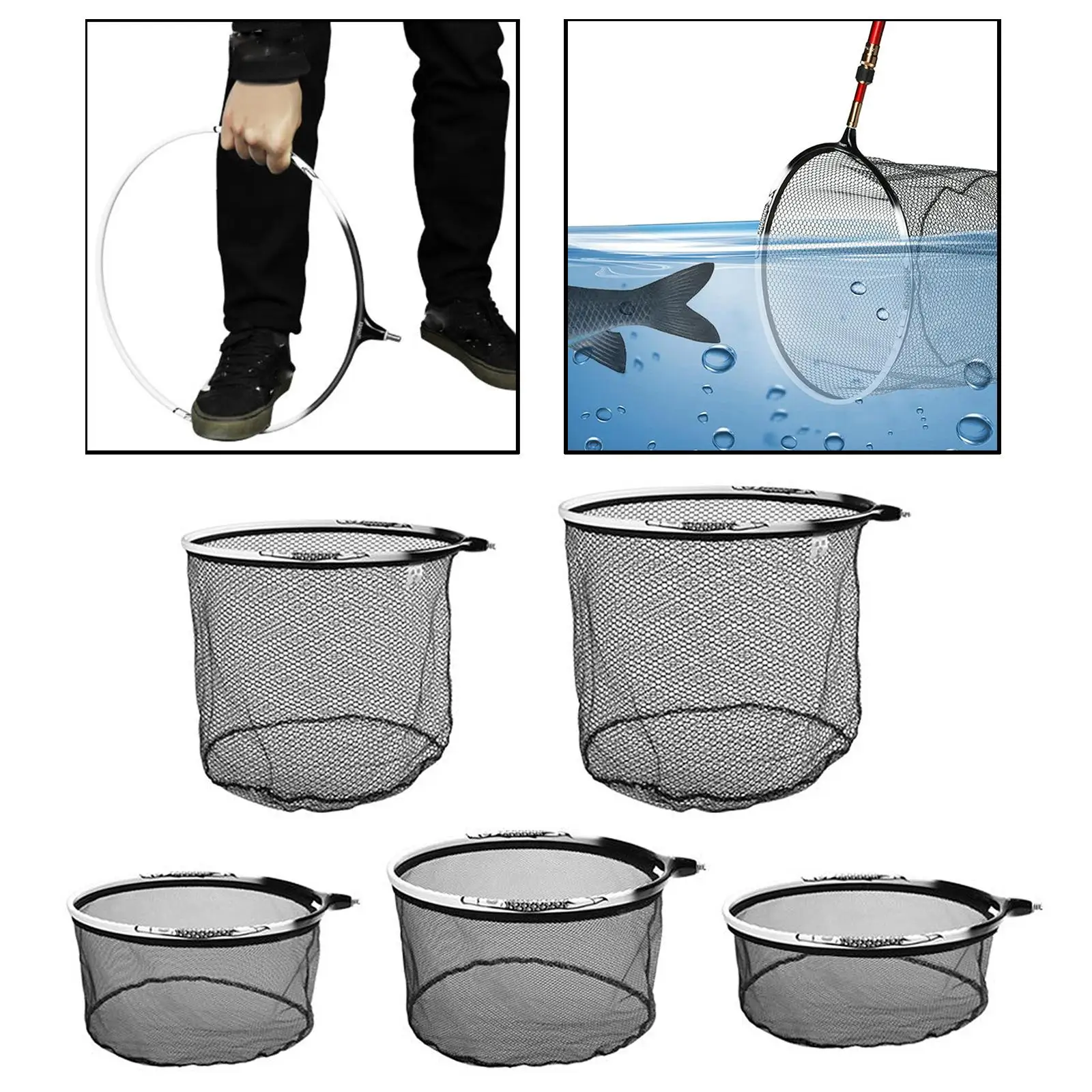 Floating  for Steelhead, Salmon, Fly, Kayak, Catfish, Bass, Trout Fishing, Rubber Coated Landing Net for , Compact