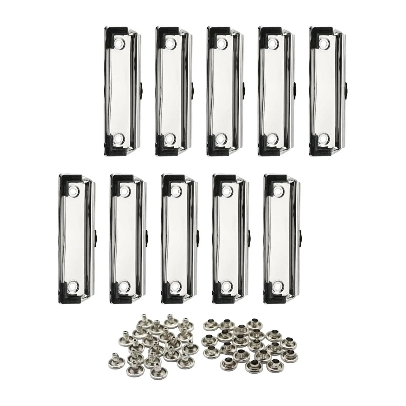 10x Office Low Profile Clipboard Clips Office Supplies Stationery Plate Holder Metal Clipboard Clips for Business School Office