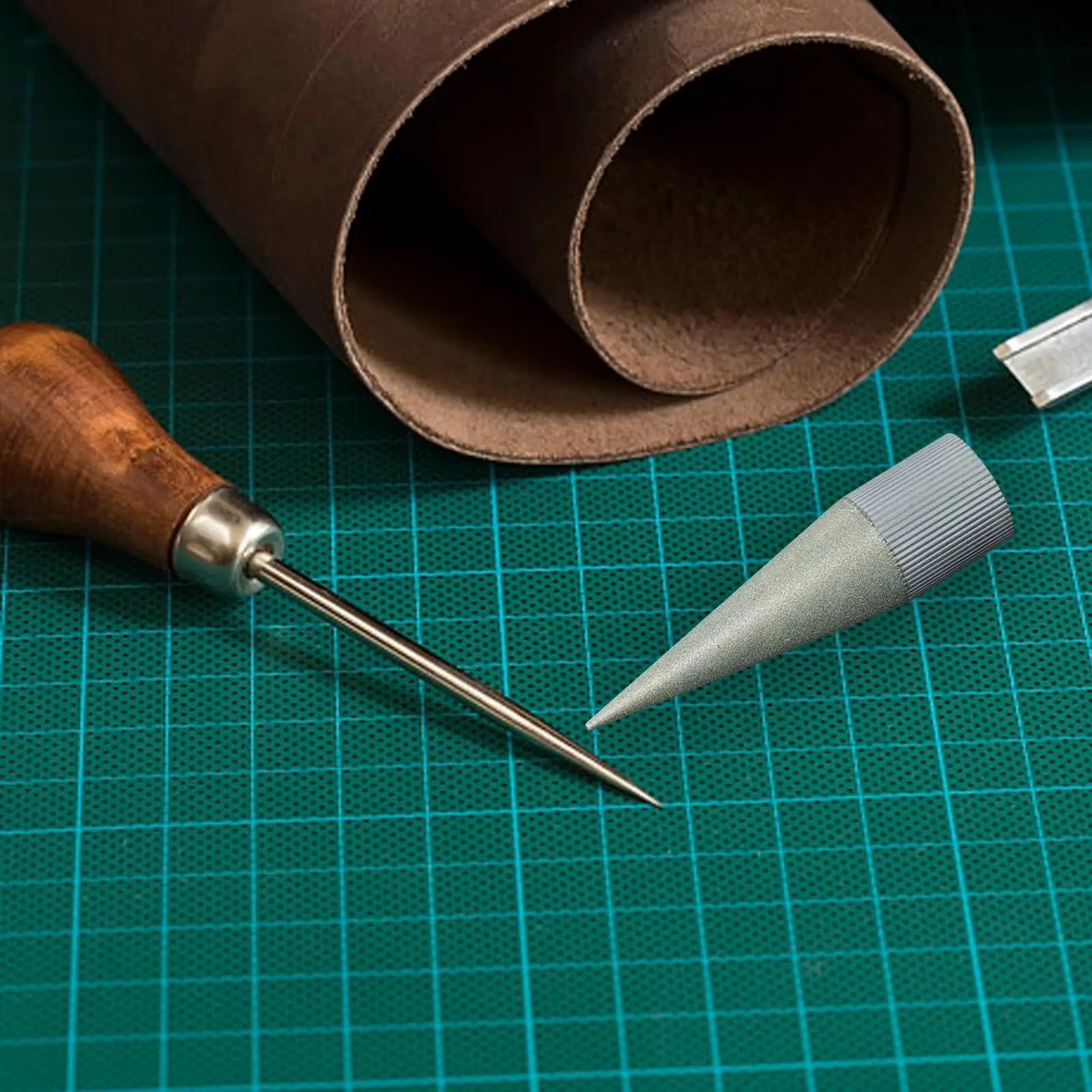 Emery Round Hole Punch Craft Manual Punch Polishing Heavy Duty Grinder Tool Handmade DIY PU Leather Edge Sharpener Sander