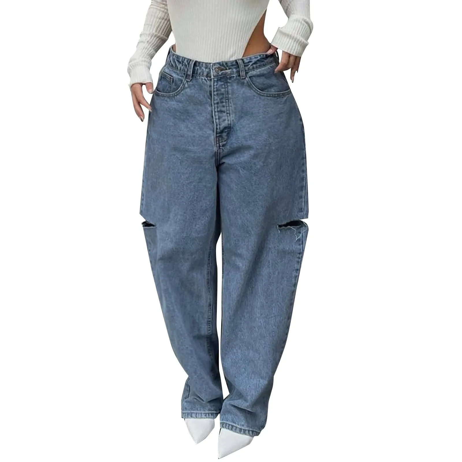 Джинсовые брюки женские (80 фото)