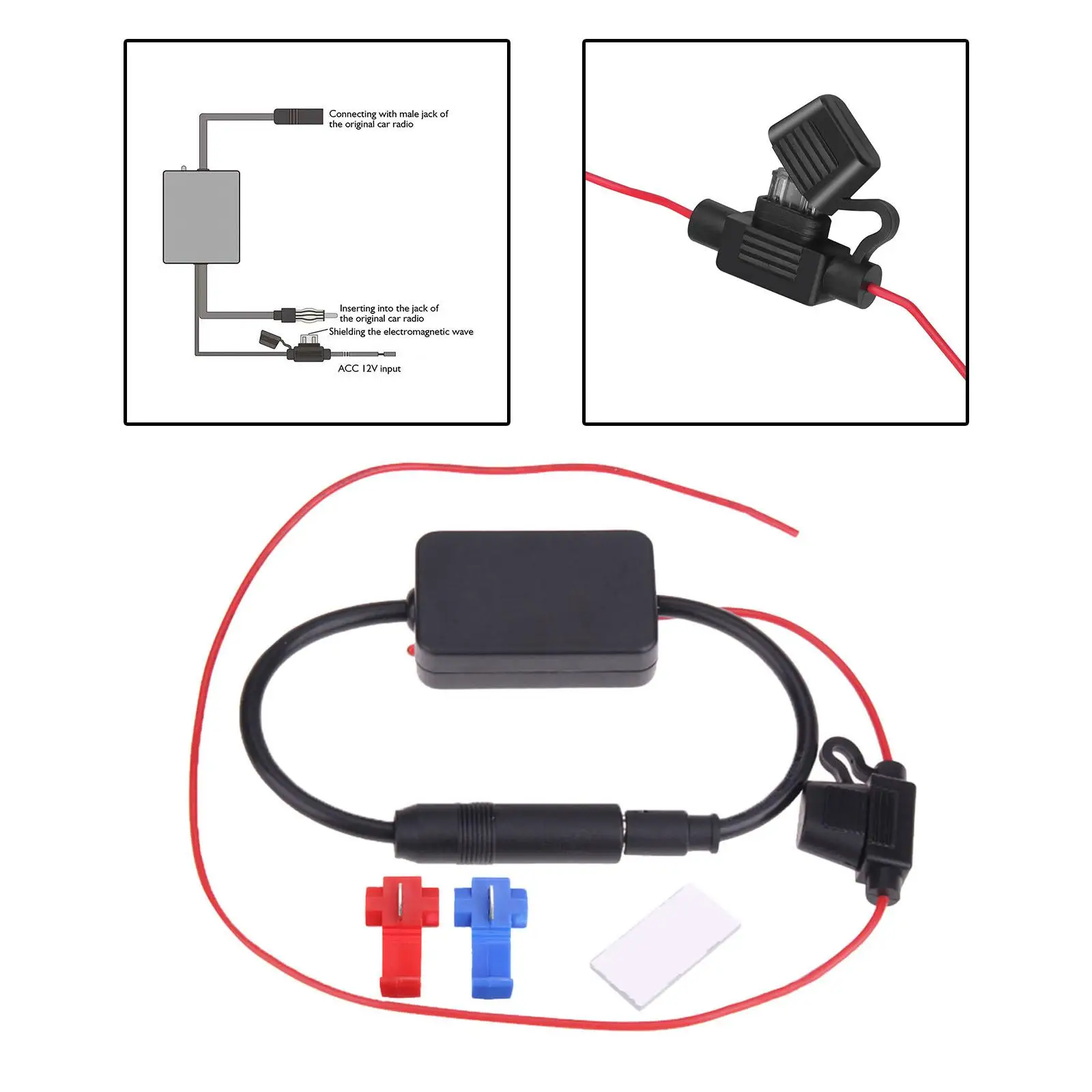 Car Stereo FM Radio Antenna Signal Booster for RV Audio Radio Stereo Media Head Unit Receiver