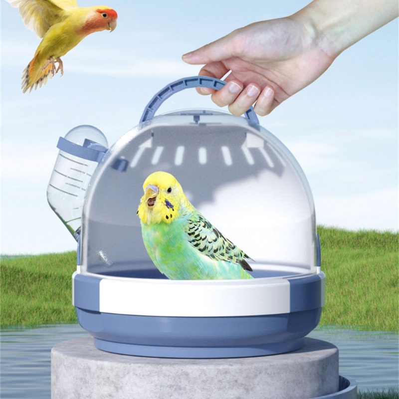 Title 3, Portable Clear Bird Parrots Transport Cage Wind...