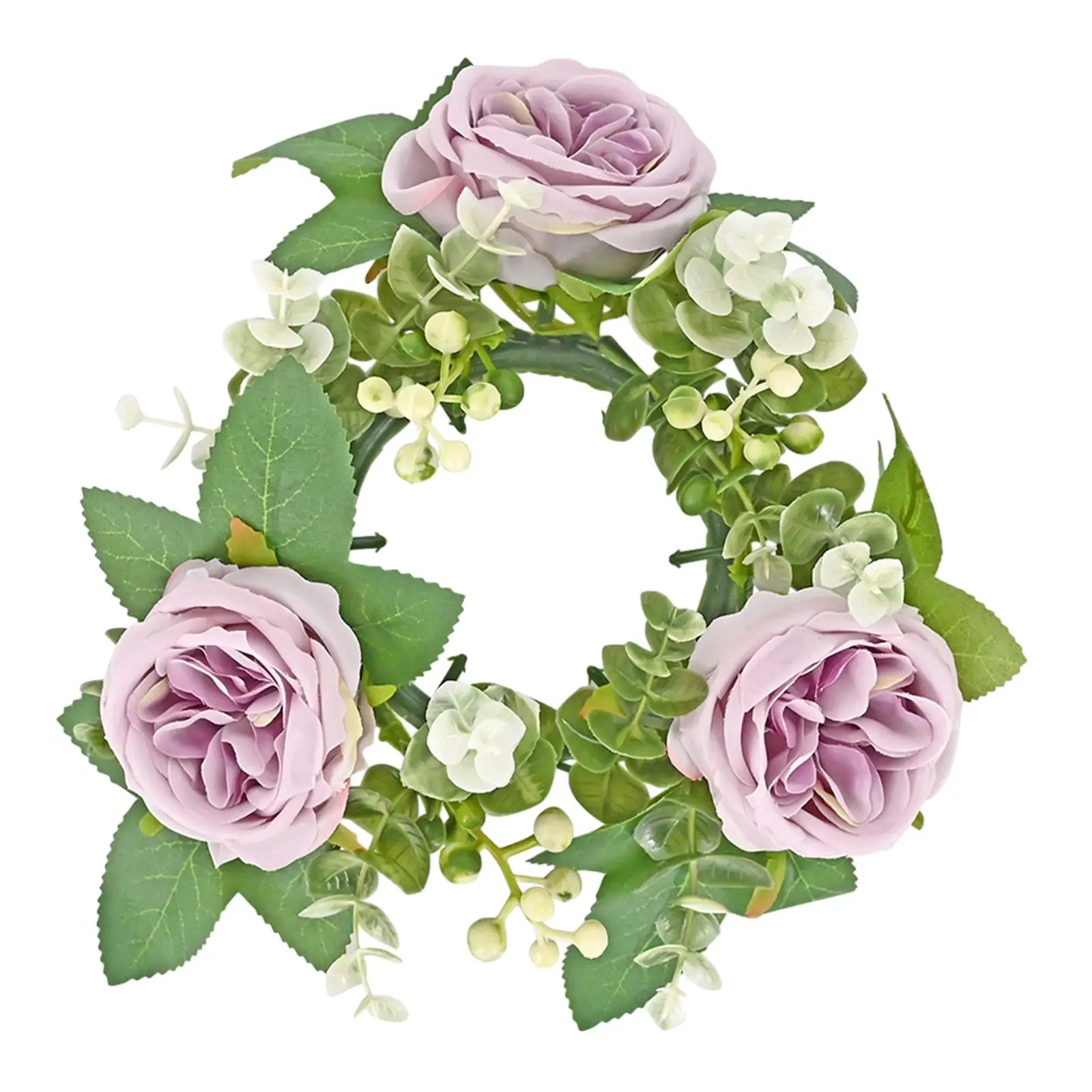 Pillar Candle Ring Artificial Wreath Outer Diameter 8inch Greenery Wreath for Home Living Room Door Tabletop Centerpieces