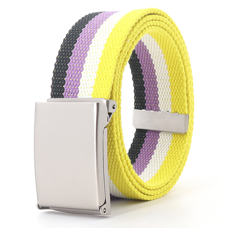 3.8X120cm Simple Design Stripe Rainbow Style Male and Female Students Youth Casual Canvas Jeans Women Belt Clothing Accessories
