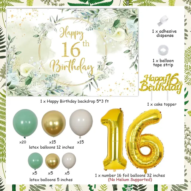Sweet 16 Birthday Decorations, Sage Green 16Th Birthday Decorations for  Girls- S