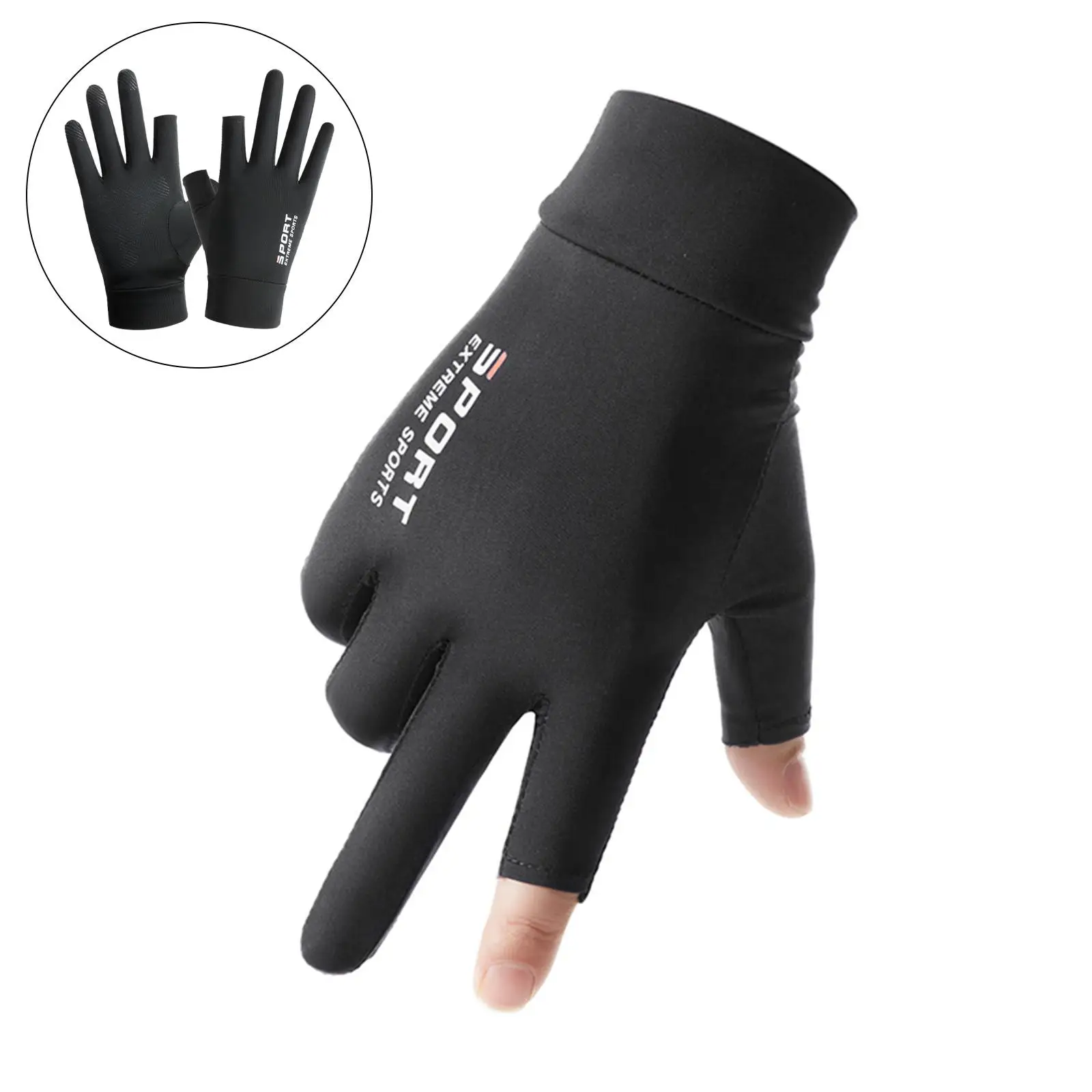 Summer Ice Silk Gloves Sun Protection Shockproof Mittens Workout Gloves Non Slip for Running Fishing Hiking Motorcycle Driving