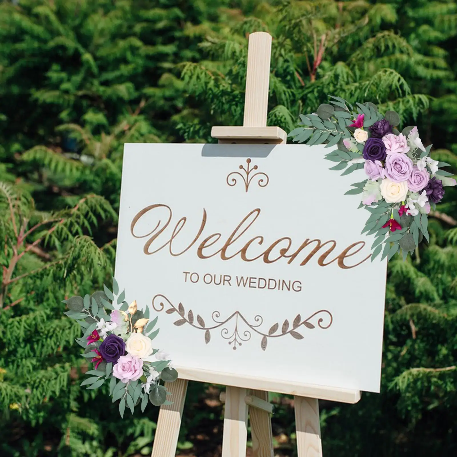 2x Wedding Arch Flower Swag Floral Swags Decorative Wedding Arch Rose Wreath for Home Backdrop Wedding Car Arbor Wedding Chair