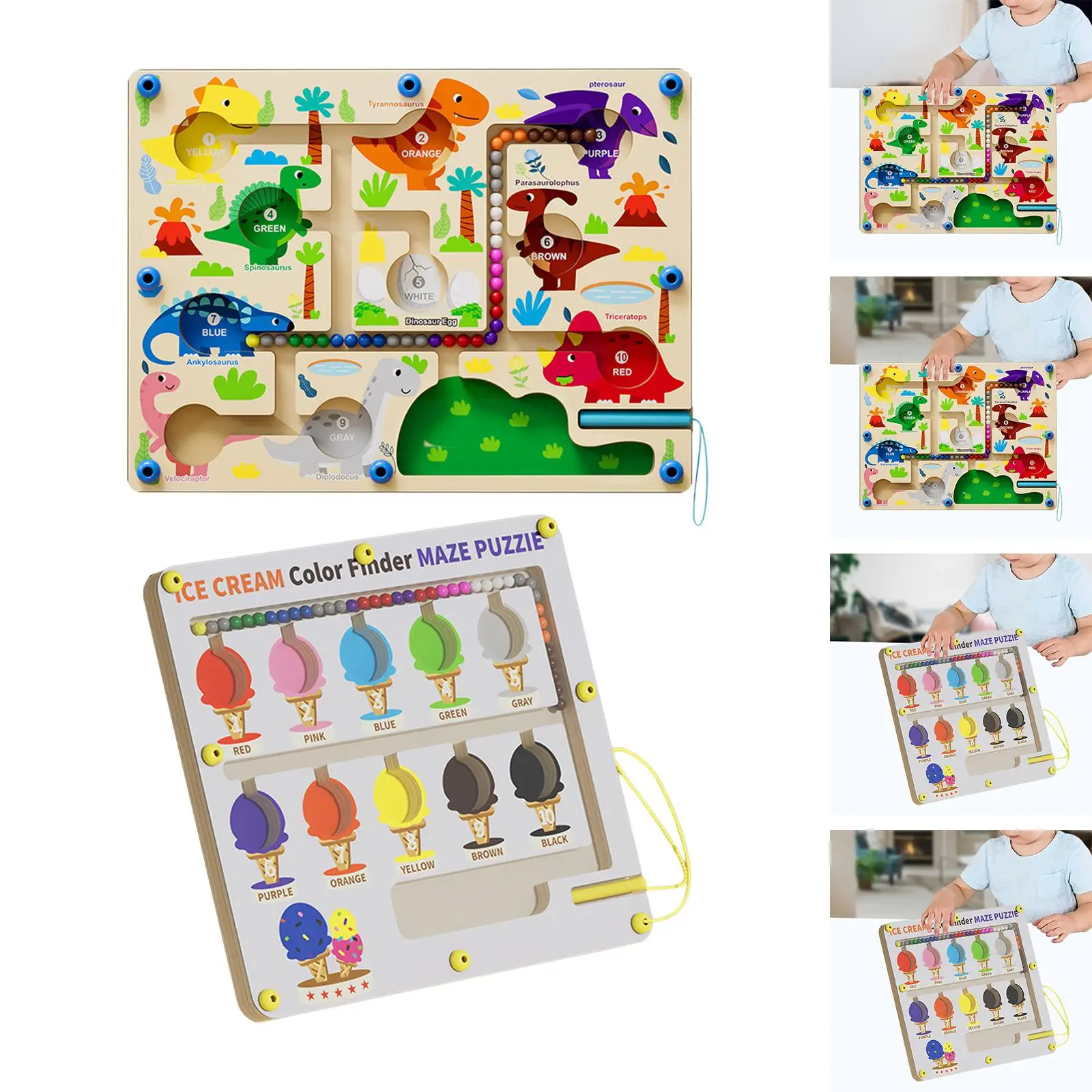 Montessori Fine Motor Skills Toys Educational Toys Wooden Magnet Puzzle Game Board for Kids Girls Boys Toddlers Birthday Gift