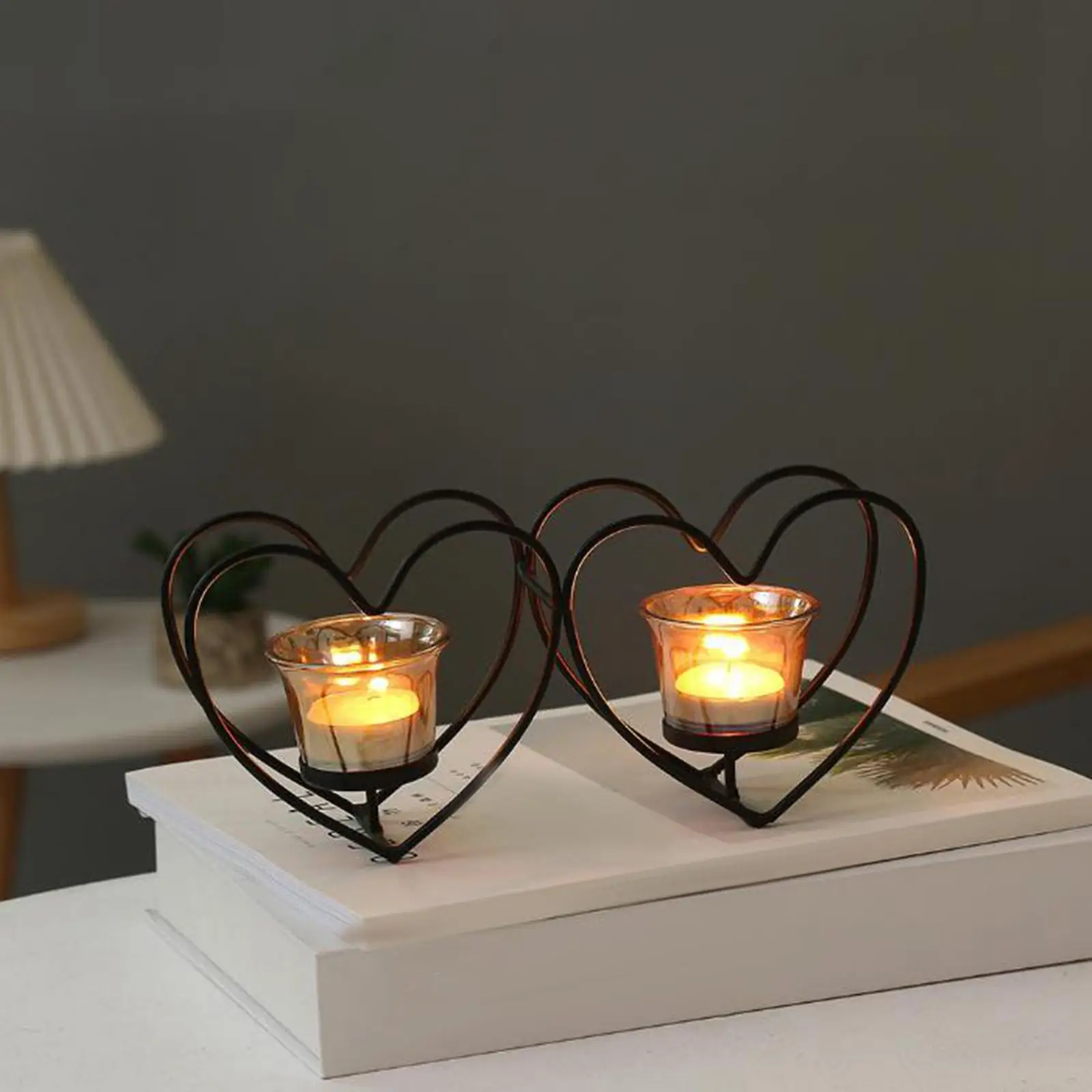 Modern Heart Candle Holder Candlestick Decorative Candle Stand Wedding Party Gift Decoration