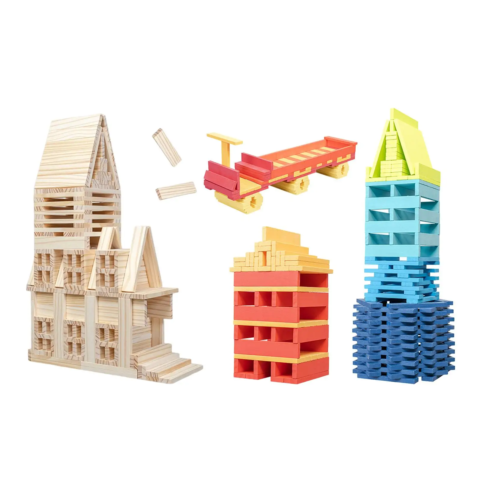 100x Wooden Building Blocks Early Educational Toys Education for Gifts