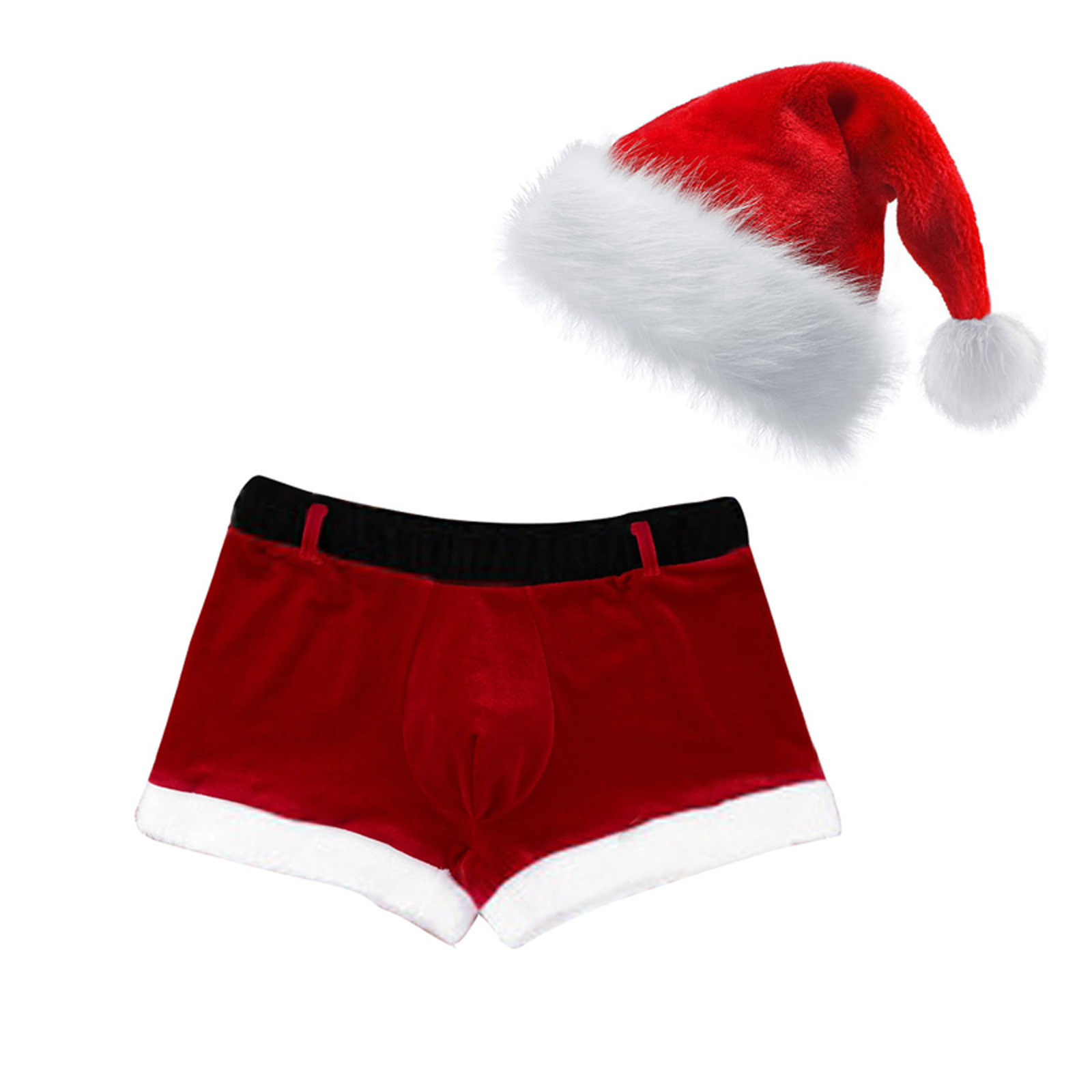 Männer Weihnachten Kostüm Sexy Dessous Set Elastischer Bund Santa Claus Boxer Briefs Shorts mit Hut Karneval Weihnachten Party Clubwear – Detail 33