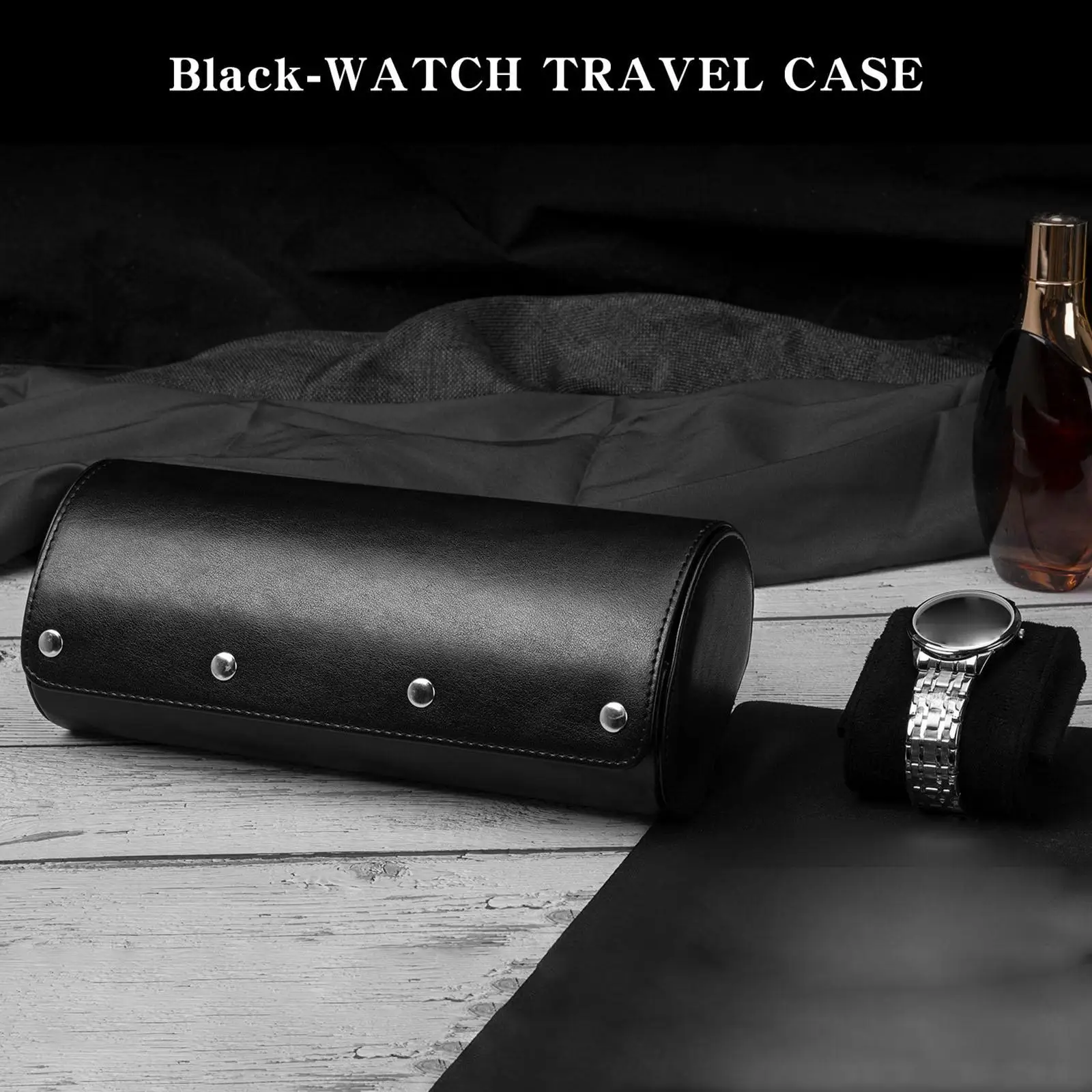 3 Slots  for  Wristwatch Holder Jewelry Bracelet  Display Leather  Storage Case