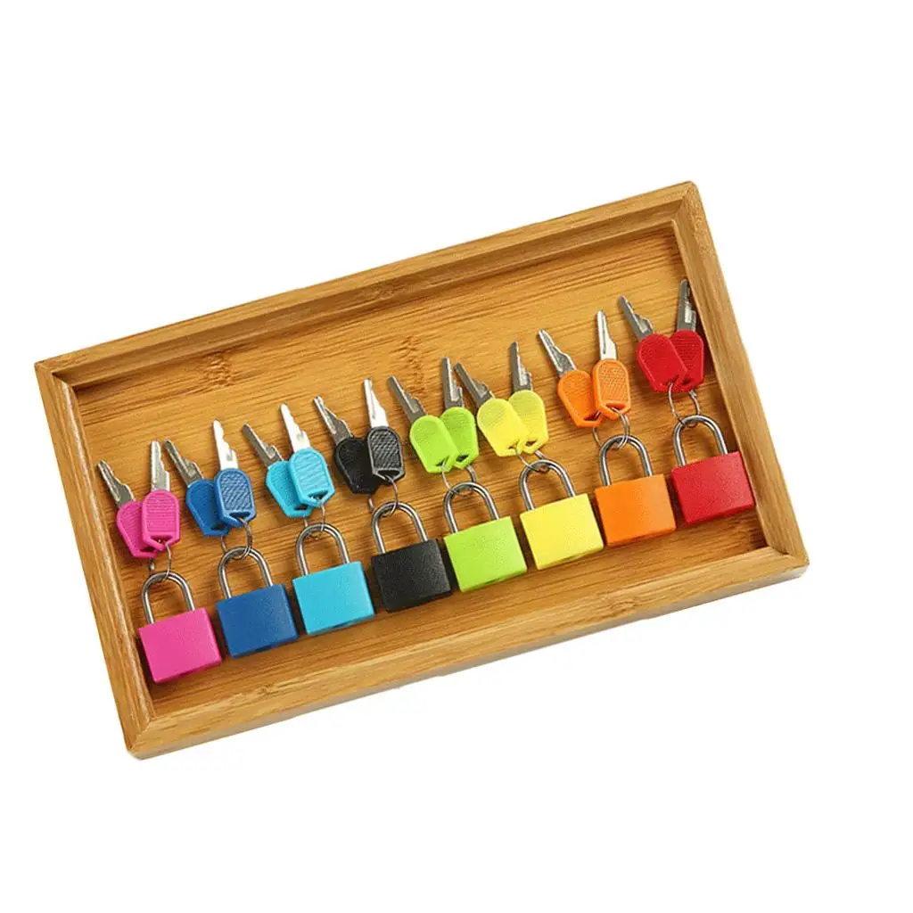 8 Pieces Colors Key And Padlock on Wooden Tray for Children Montessori Toy