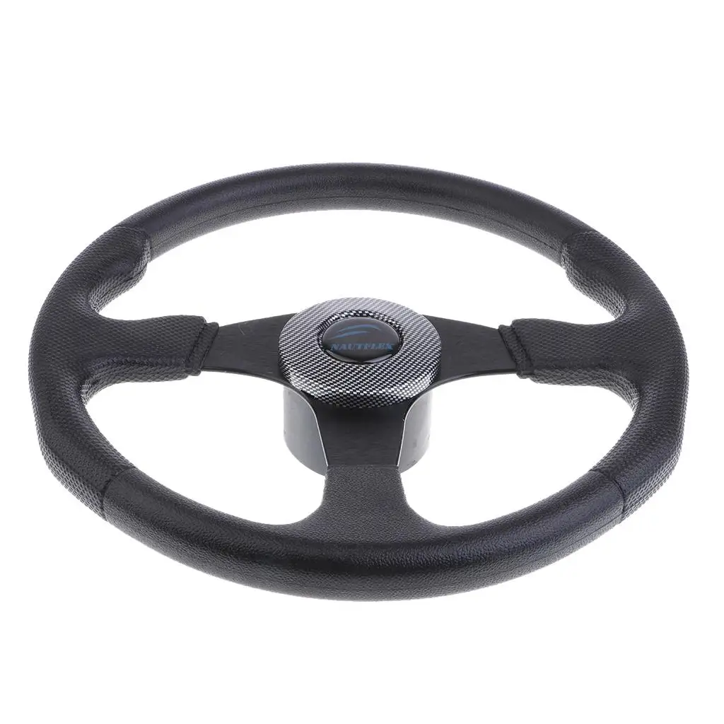 Boat Steering Wheel Aluminum 13.4`` 3/4`` Marine Yacht Sport Wheel & Hub Black