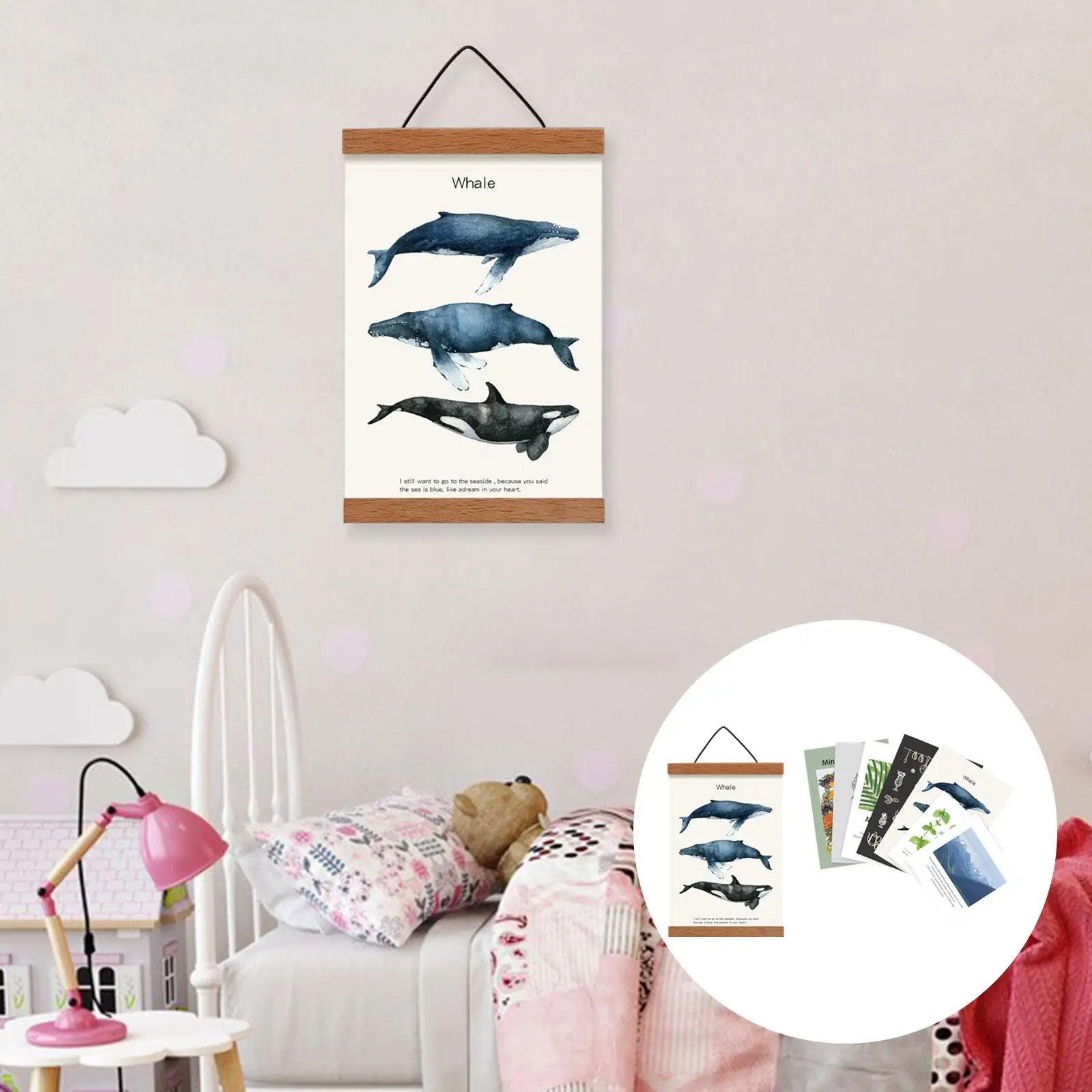 Simulation Dollhouse Poster with Hanging Rack DIY Scene for Children Kids