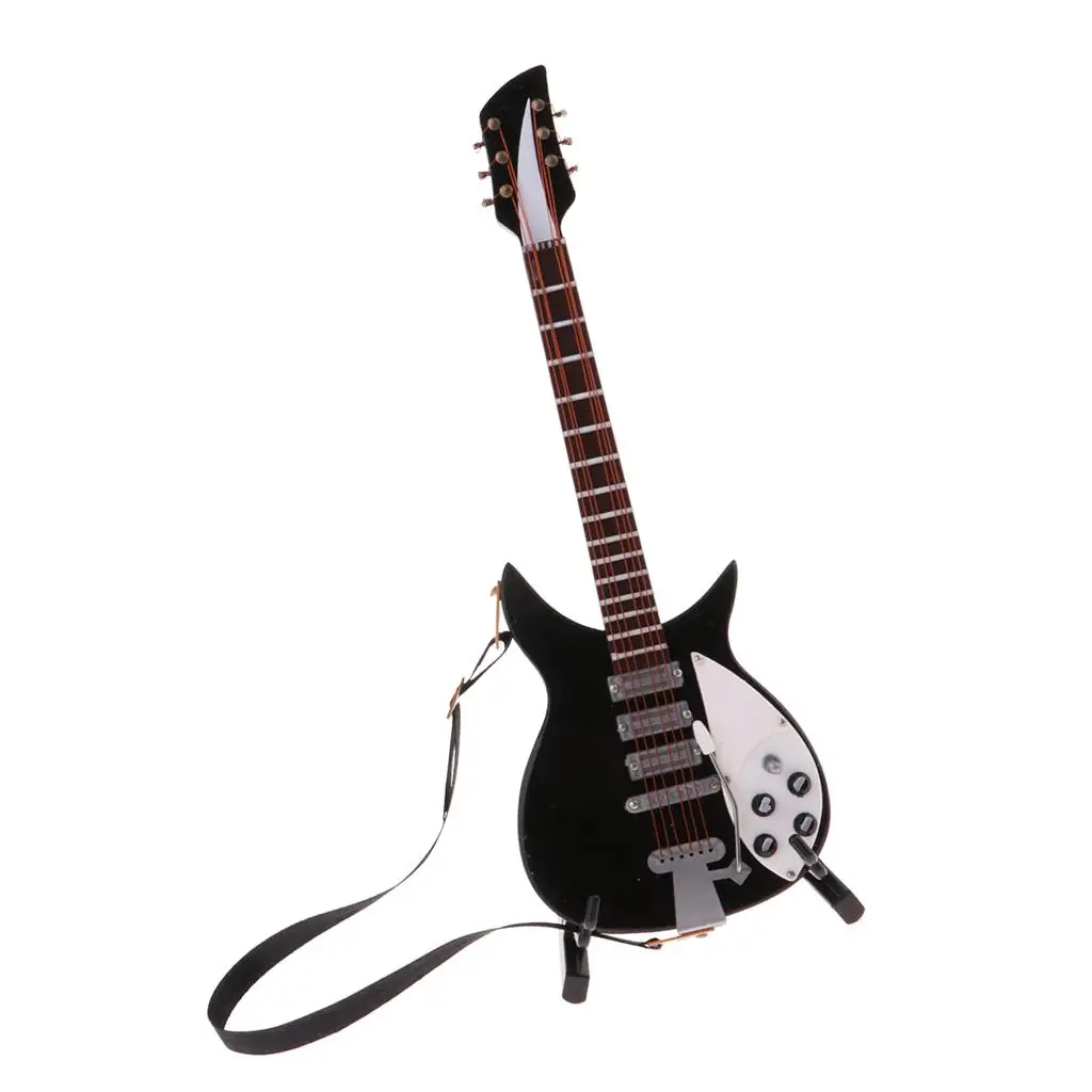 Miniature Musical Instrument Toys Stylish Electric Guitar Model With Display Stand & Storage Box 1/6 Scale Decoration Crafts