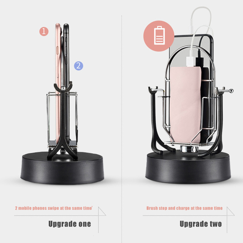Doppel-Telefon-Schaukelgerät, automatisch, tragbar, automatischer Shake-Wiggler, Schritt-Telefonhalter für Schreibtischhalterung, Smartphone-Ständer – Detail 1