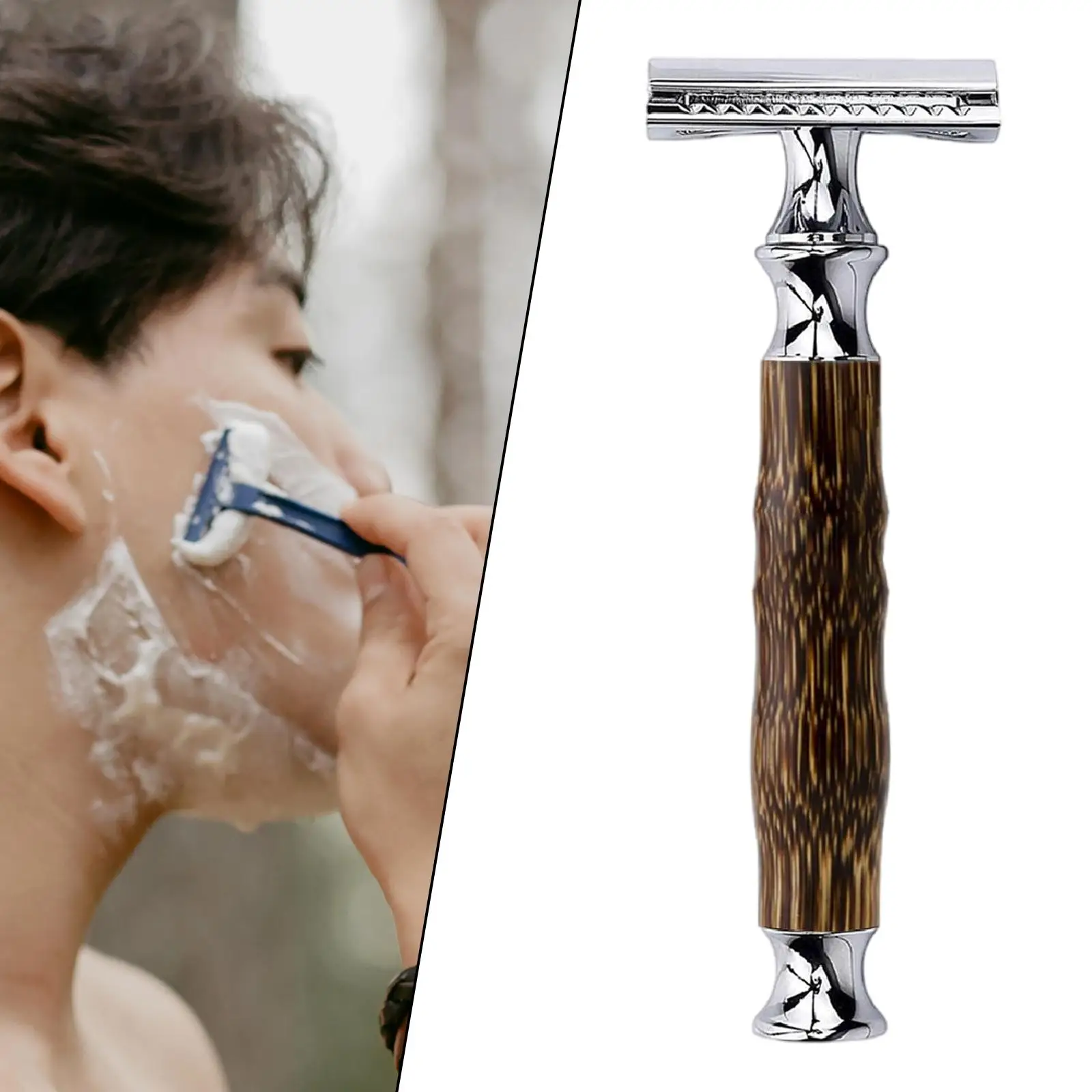  Facial Hair Shaver, Bamboo Handle Daily Use Manual Shaving Christmas Day Birthday ,, Grandfather