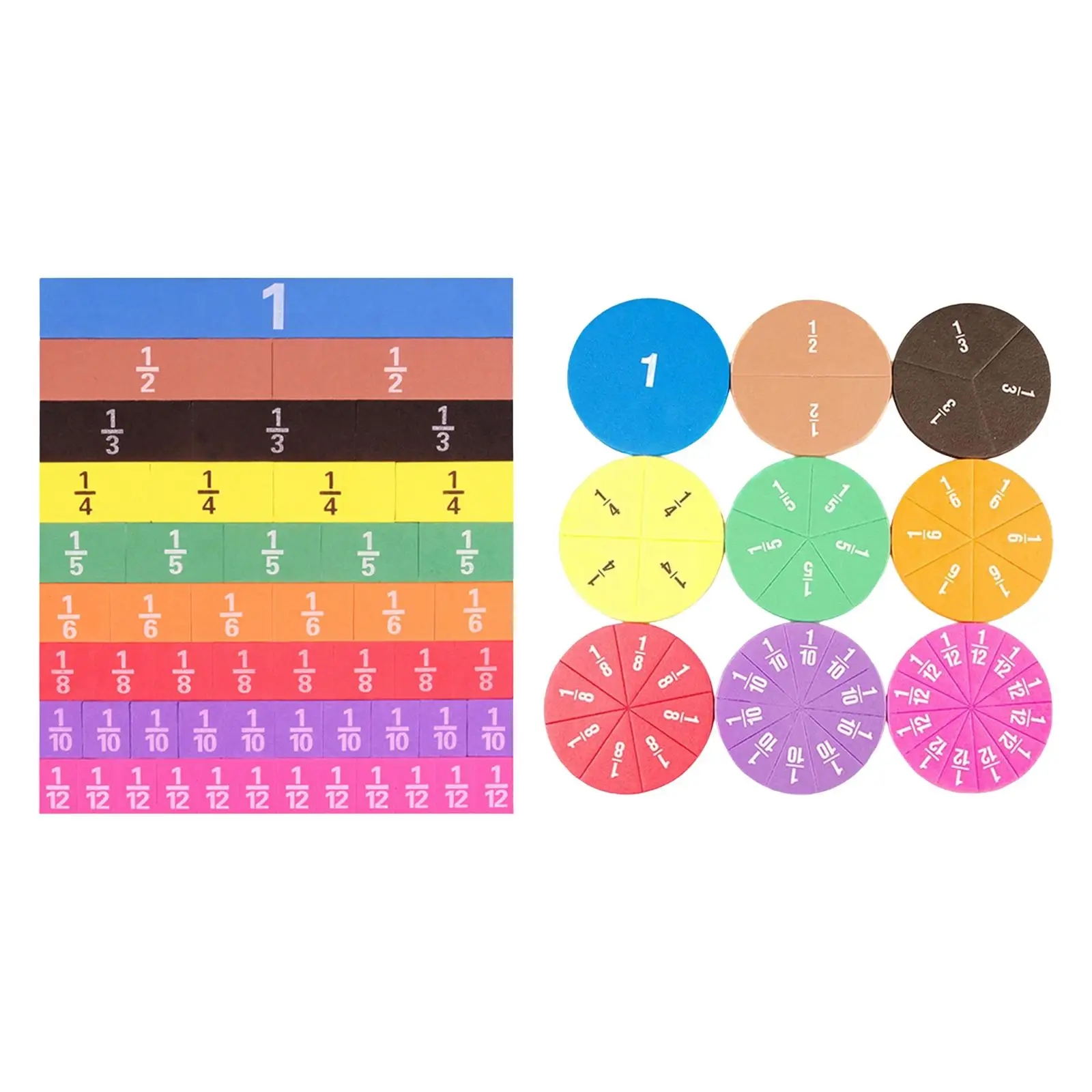 Montessori Fraction Bar and Circles Educational Counting Toy Supplies Math Materials for Preshcool Home Gift Children Kids