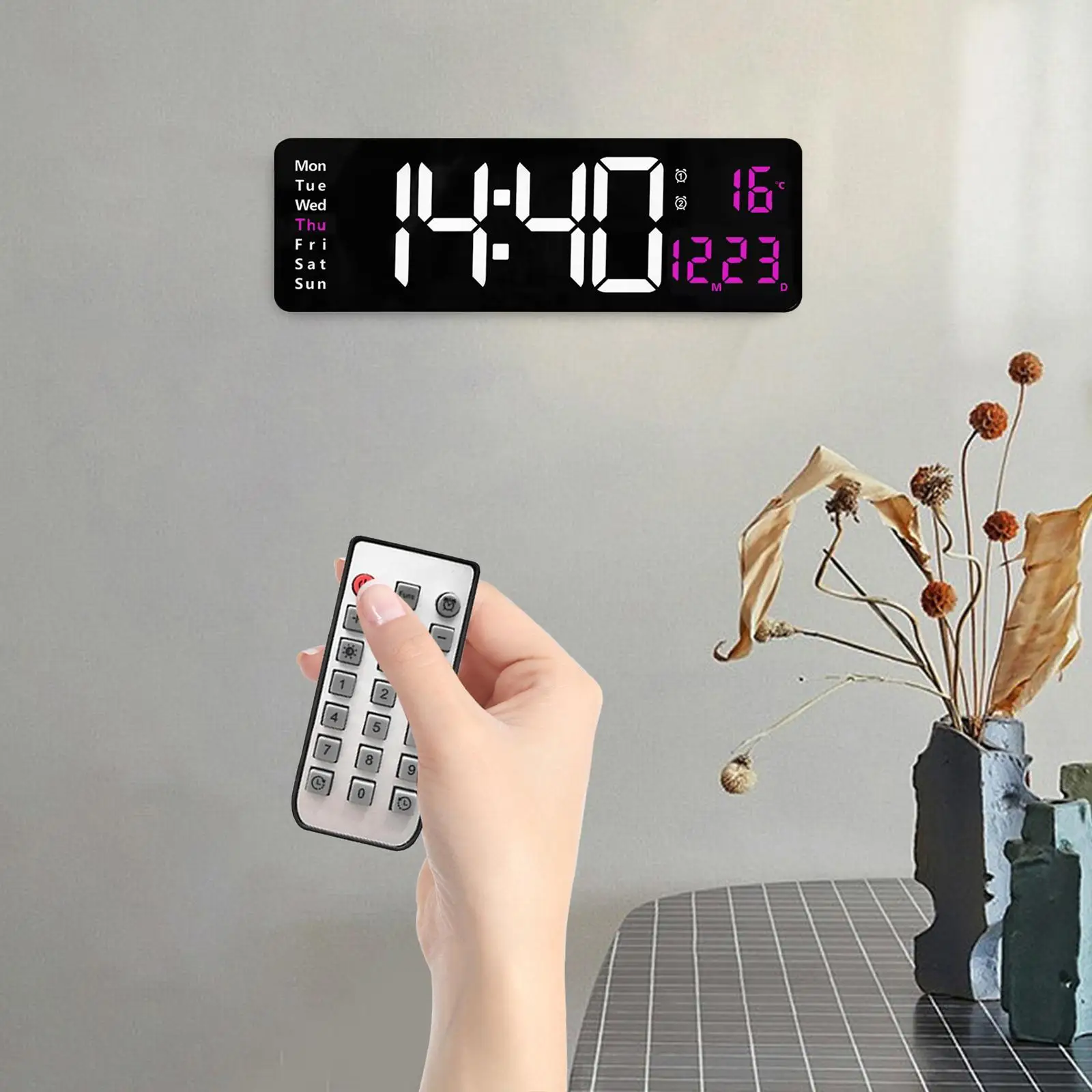 Digital Wall Clock Dual Alarms Count up Countdown Timer Clock Table Clock for