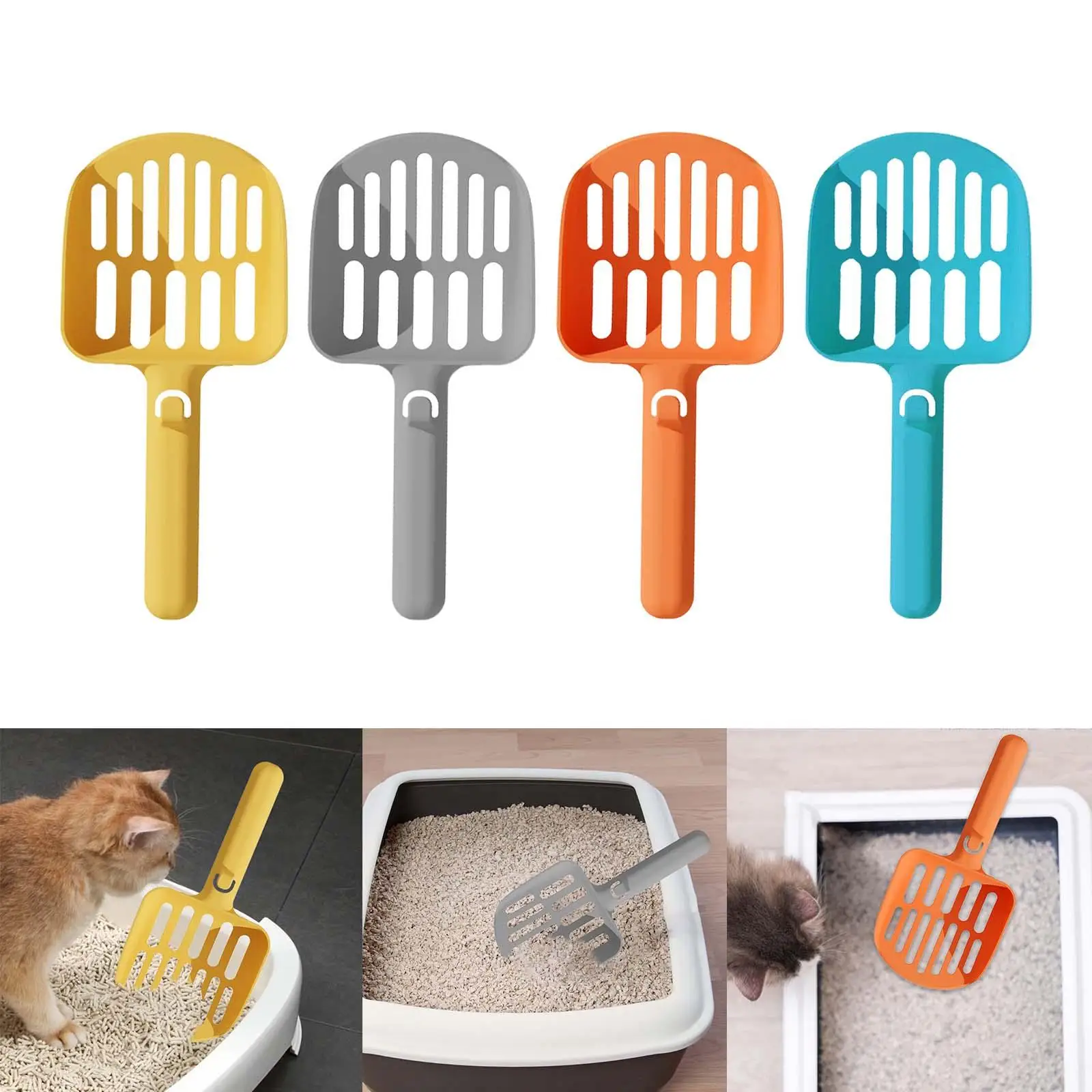 Cat Litter Spoon Cat Litter Box Scooper, Durable Reptile Sand Spoon, Long Handle Fast Sifting Cat Litter Sifter Spoon