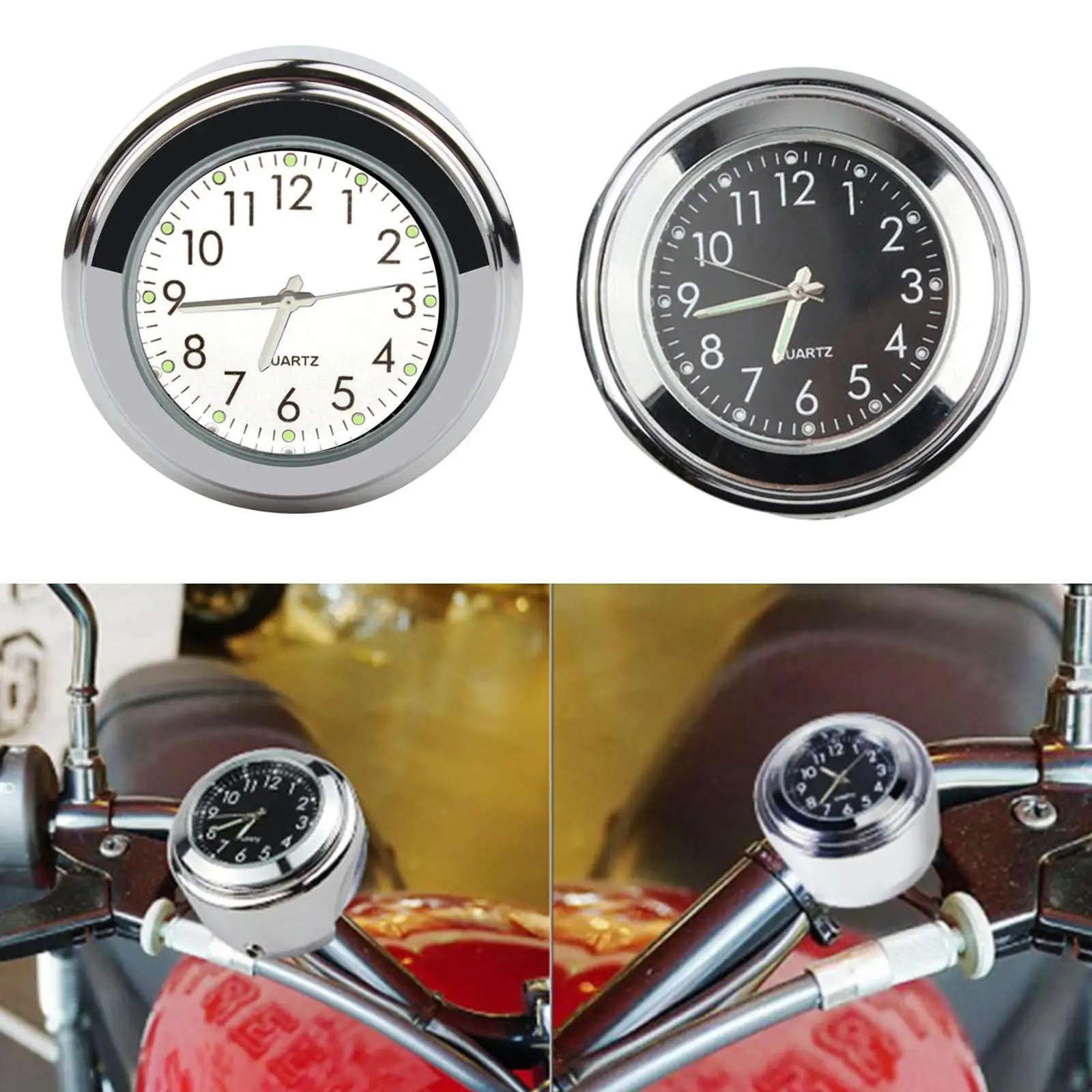 22-25mm Motorcycle Handlebar Mount Clock Waterproof for for Aluminum